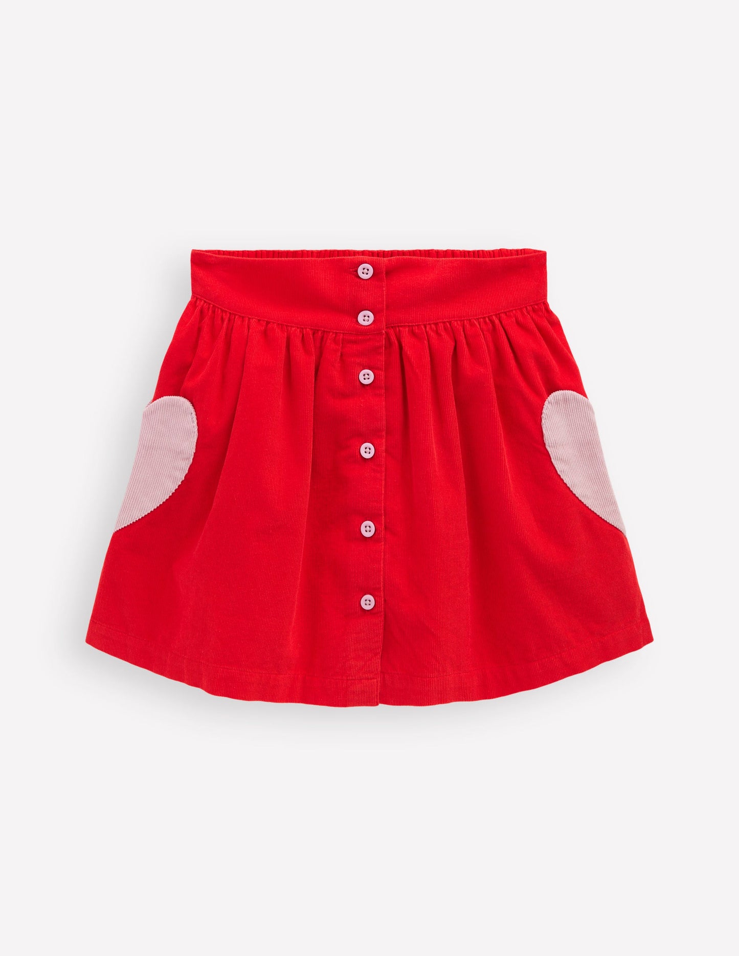 Button-through Mini Skirt-Rockabilly Red Hearts