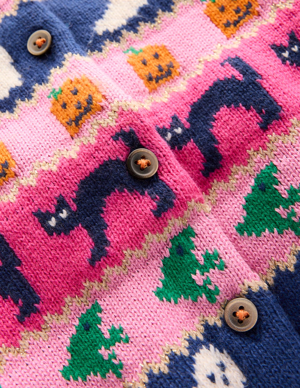 Edie Fair Isle Cardigan-Raspberry Pink Halloween