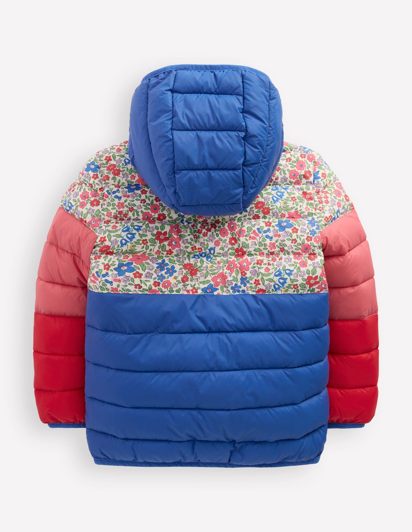 Pack-away Padded Jacket-Floral Colourblock