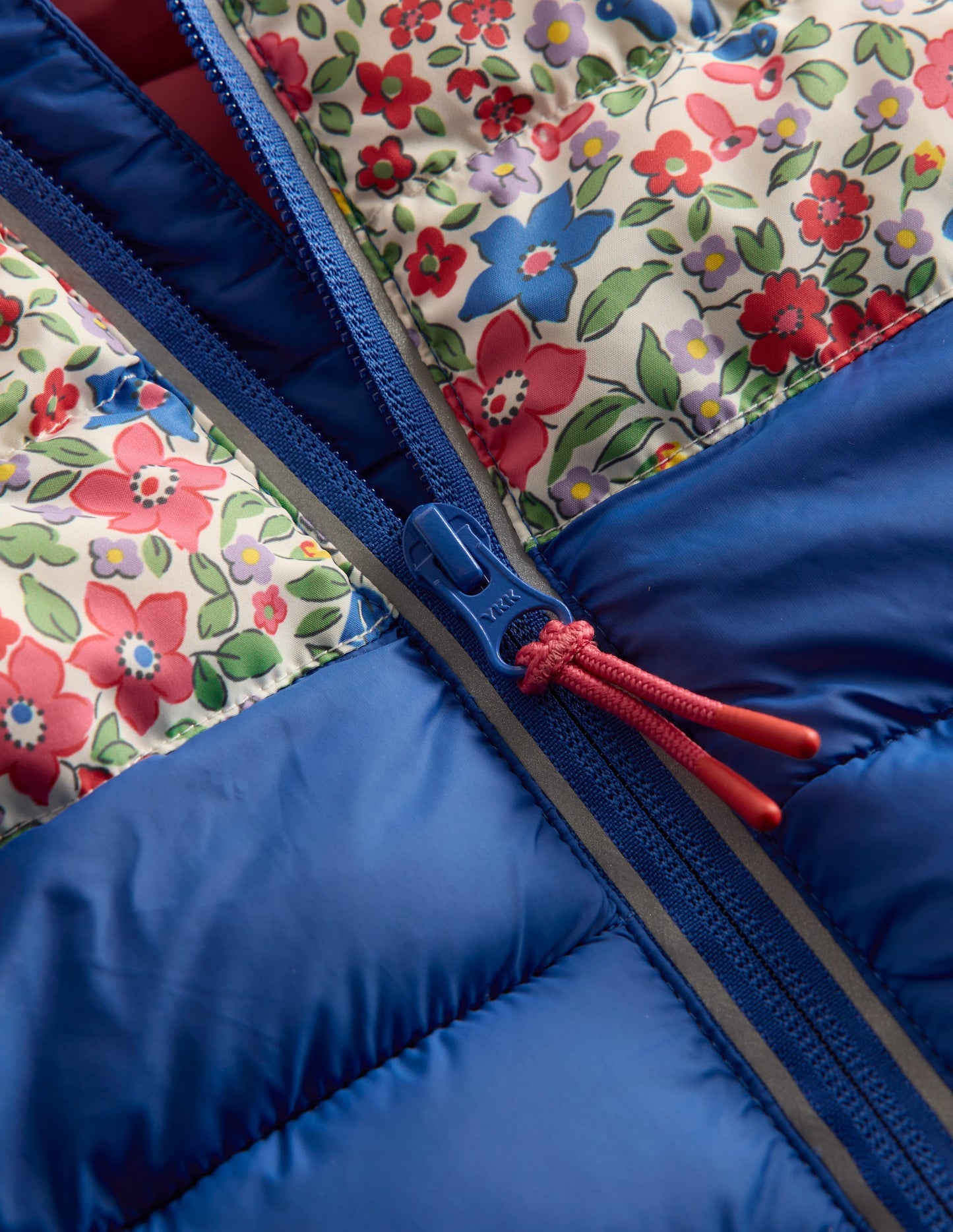 Pack-away Padded Jacket-Floral Colourblock