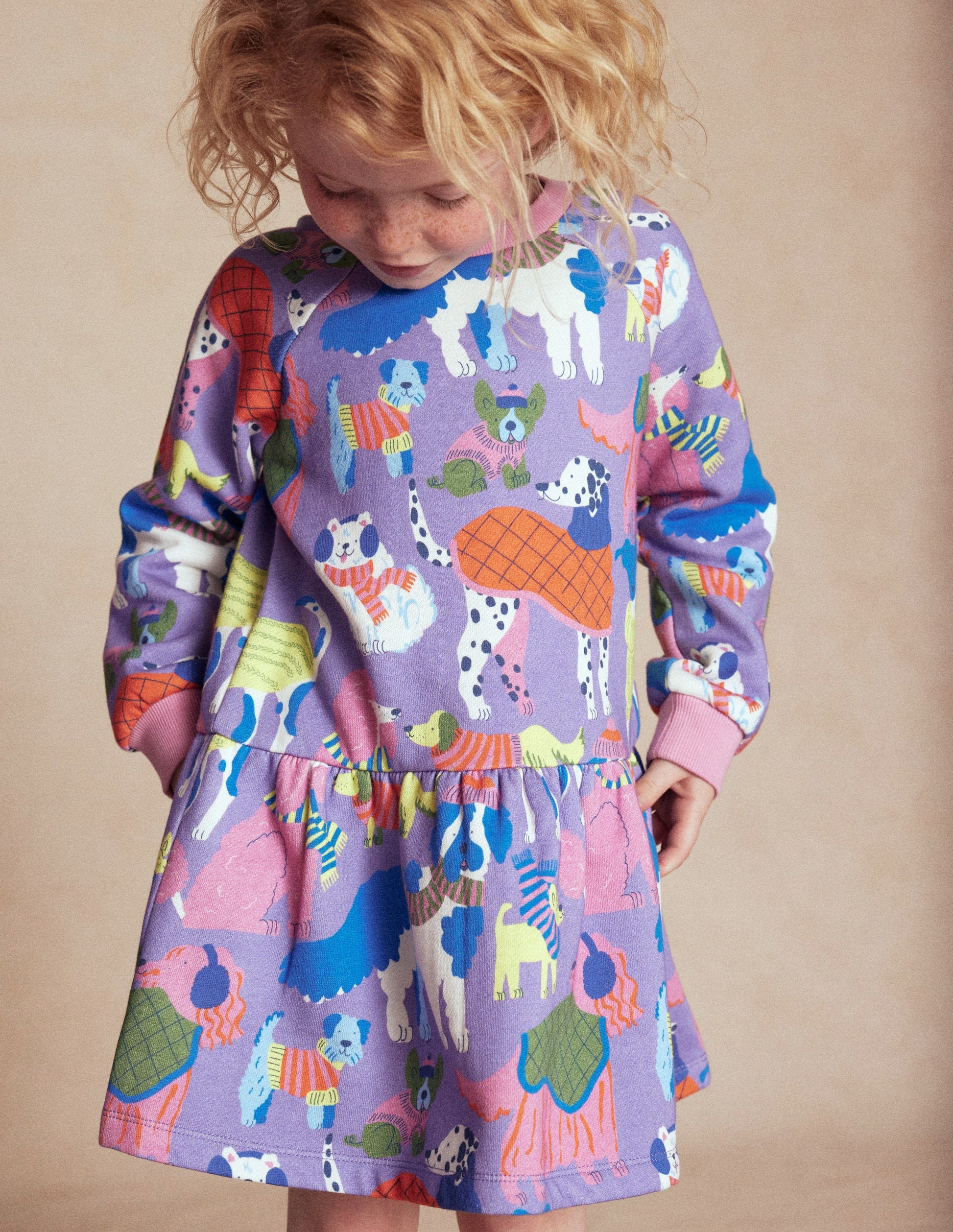 Cosy Sweatshirt Dress-Eggshell Blue Cosy Dogs-1