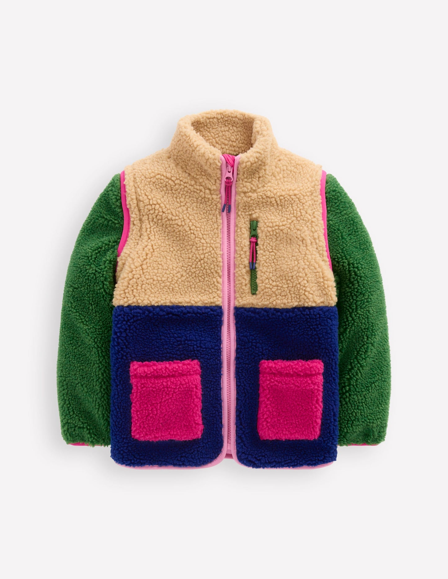 2-in-1 Borg Jacket-Colourblock Multi