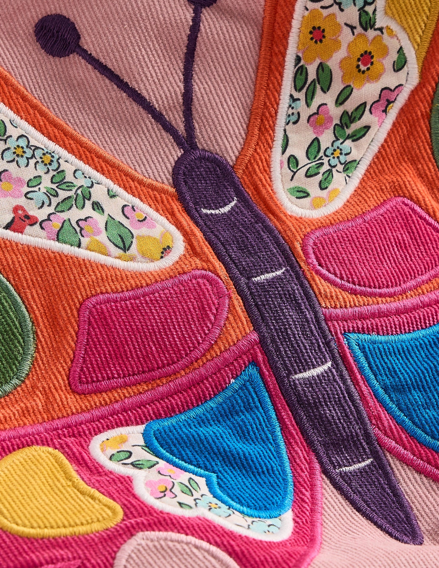 Cord Appliqué Pinafore Dress-Formica Pink Butterfly