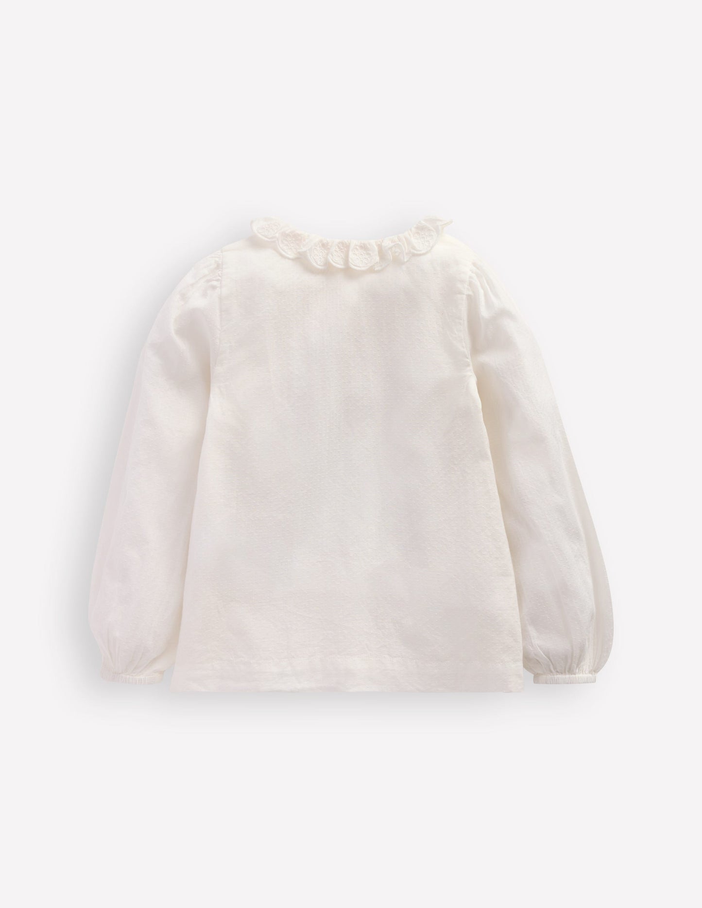 Scalloped Collar Smocked Shirt-Soft Ivory