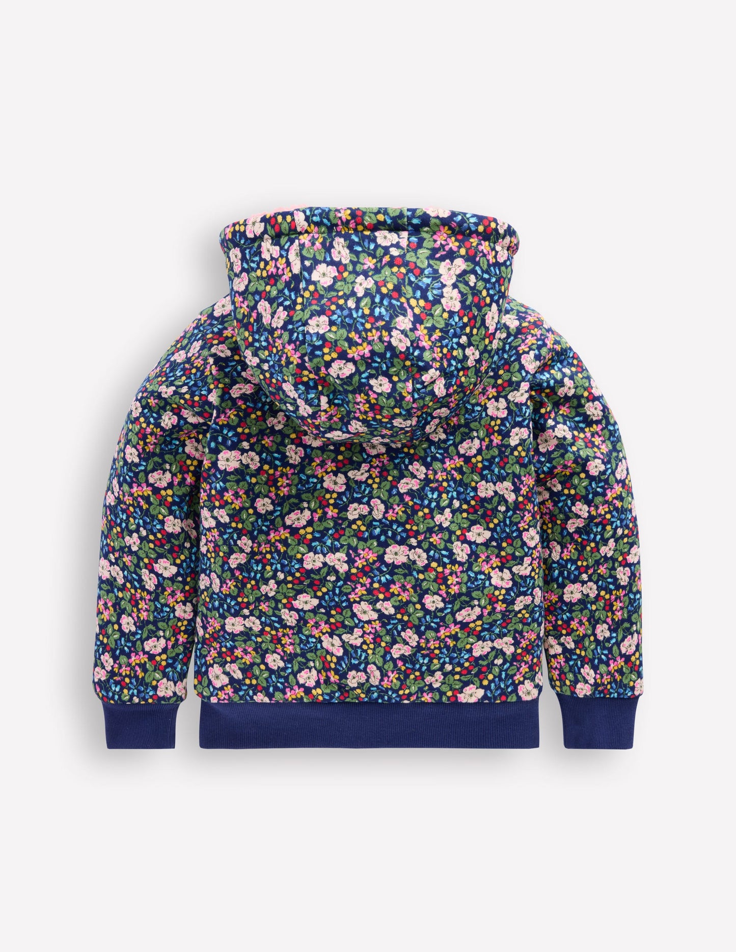 Reversible Borg Hoodie-Starboard Blue Berry Floral