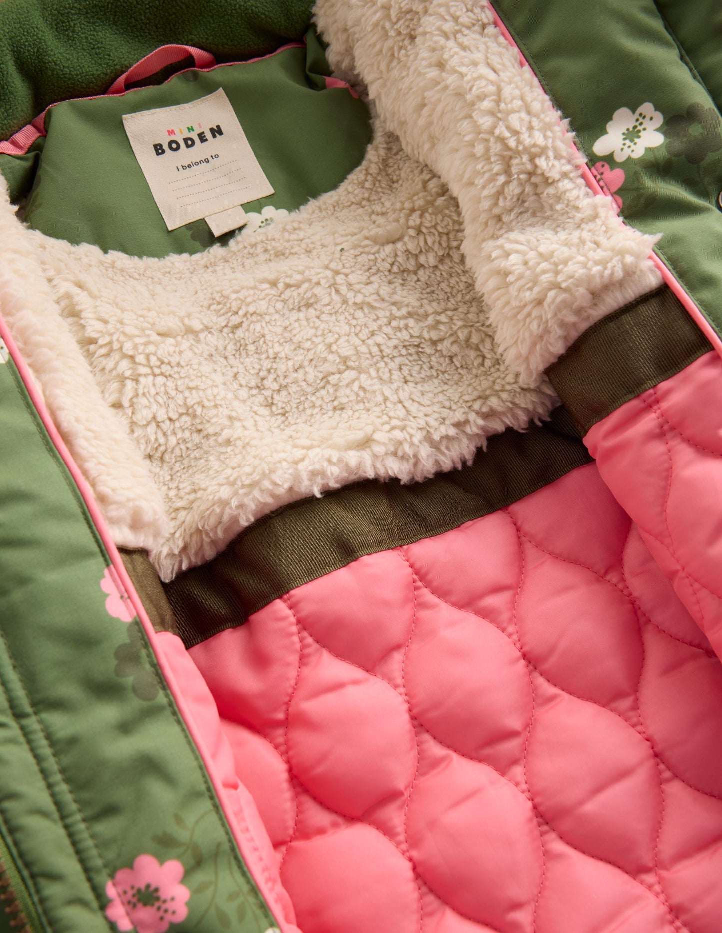 Joni Quilted Parka Coat-Green Floral