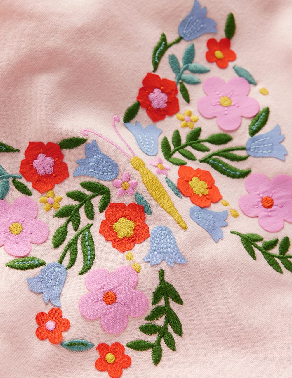 Puff Sleeve Applique T-Shirt-Chalk Pink Butterfly
