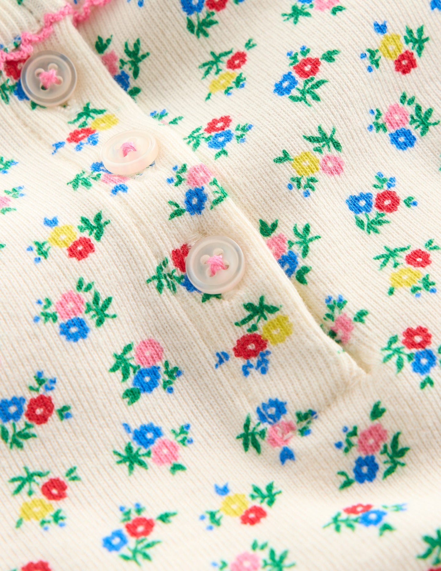Snug Henley Pyjamas-Soft Ivory Spring Ditsy