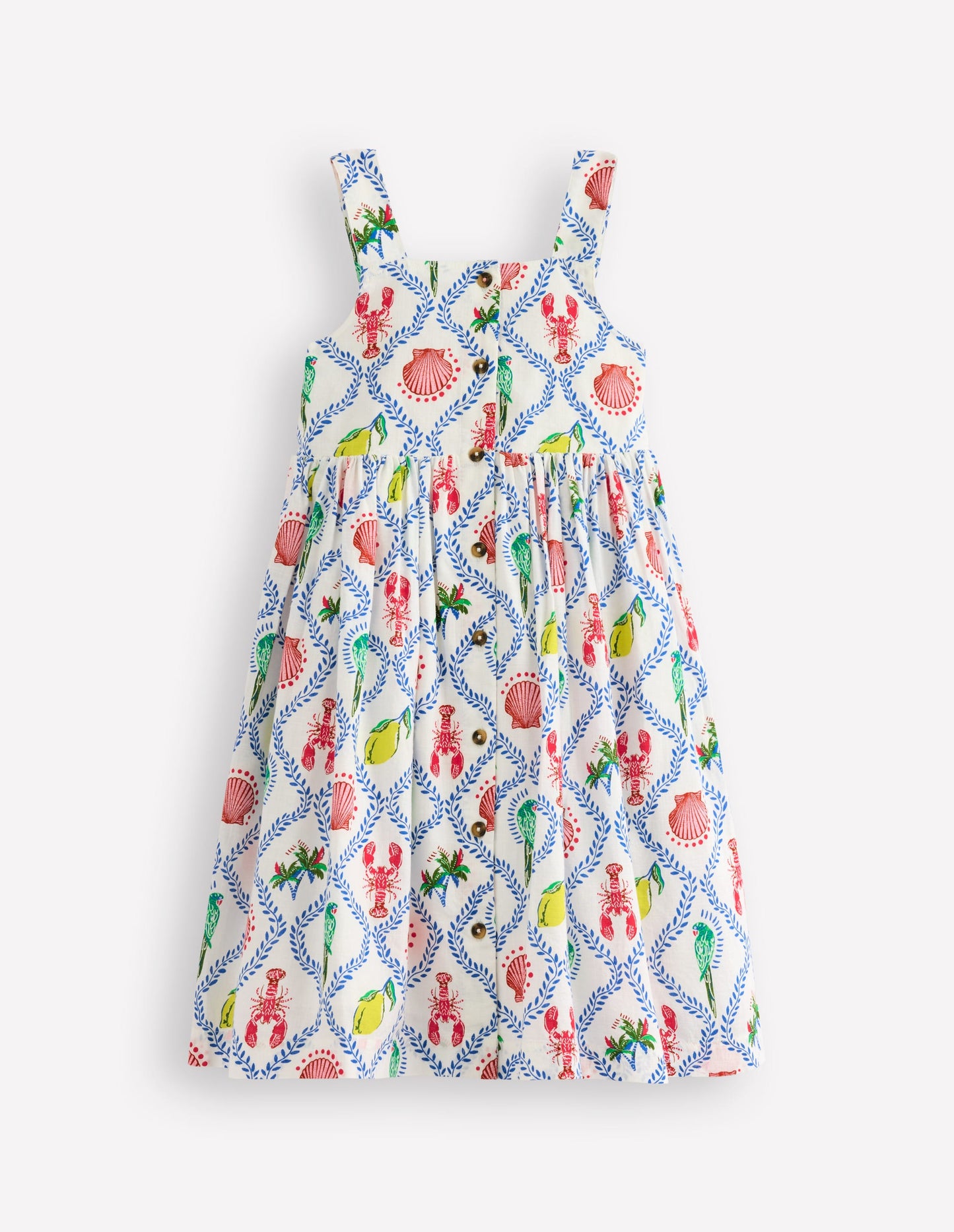 Remy Button Through Dress-Multi Holiday Tile