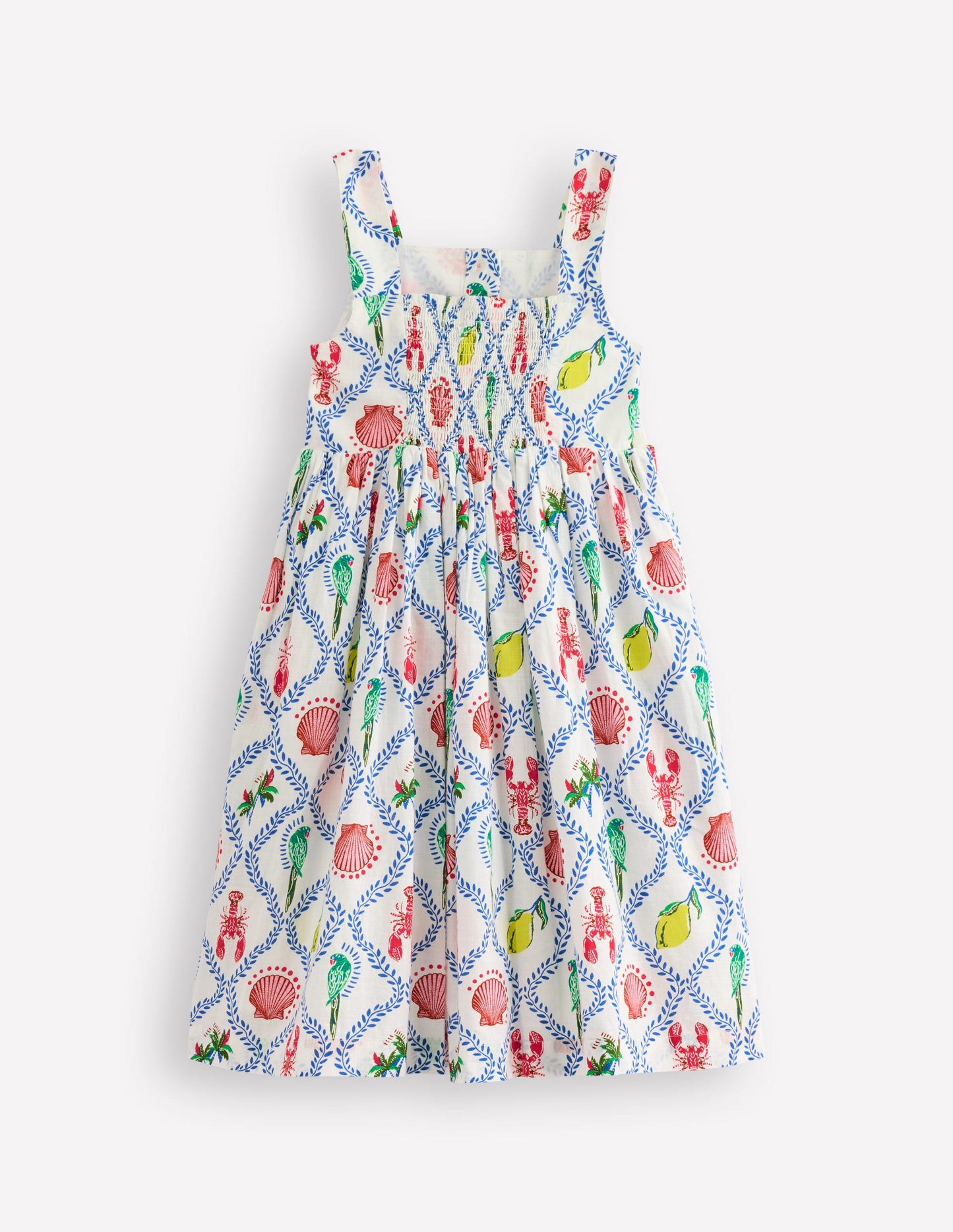 Remy Button Through Dress-Multi Holiday Tile