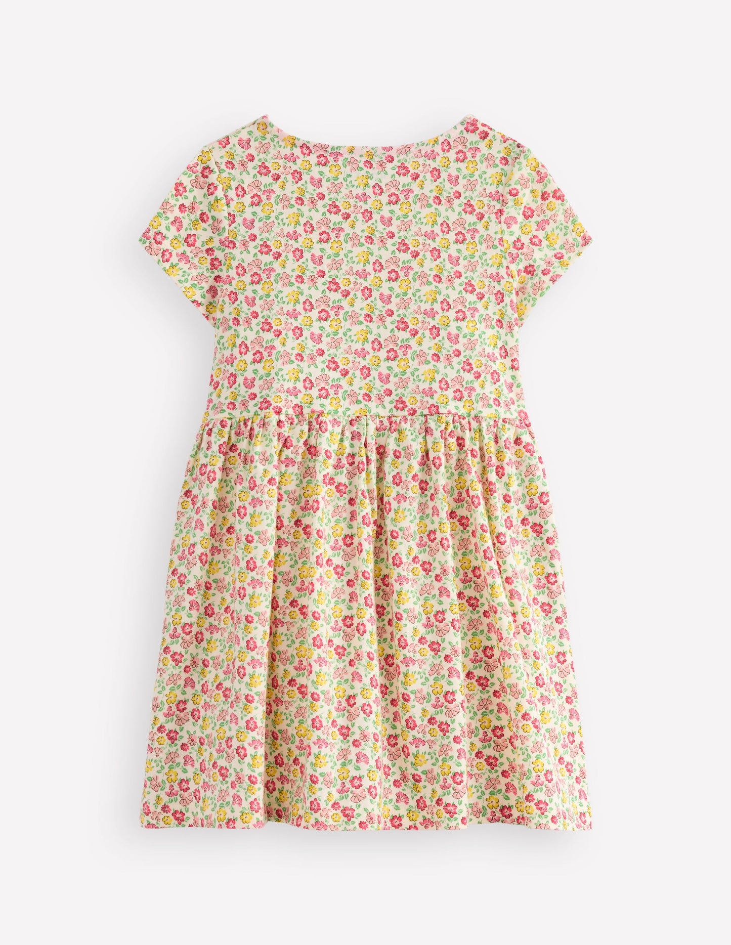 Heart Pocket Fun Jersey Dress-Multi Summer Flowerbed