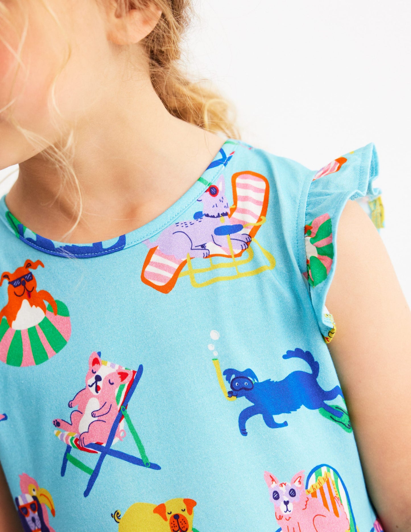 Posie Frill Sleeve Dress-Barbados Beach Poolside Pets