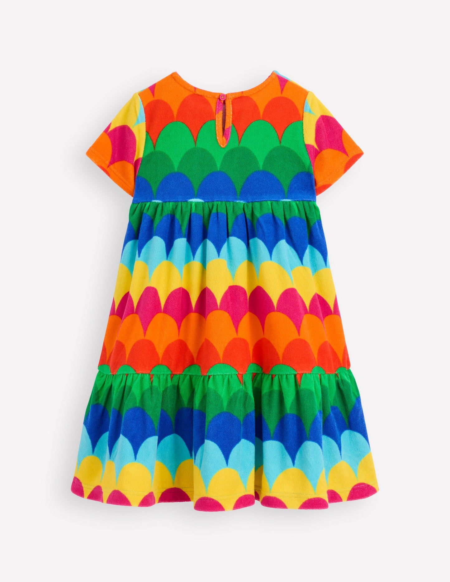Ariel Twirly Towelling Dress-Multi Scallop Stripe
