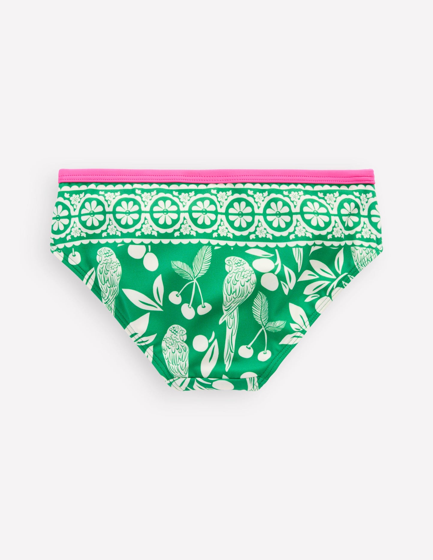 Patterned Bikini Bottoms-Rich Emerald Parrot Palm