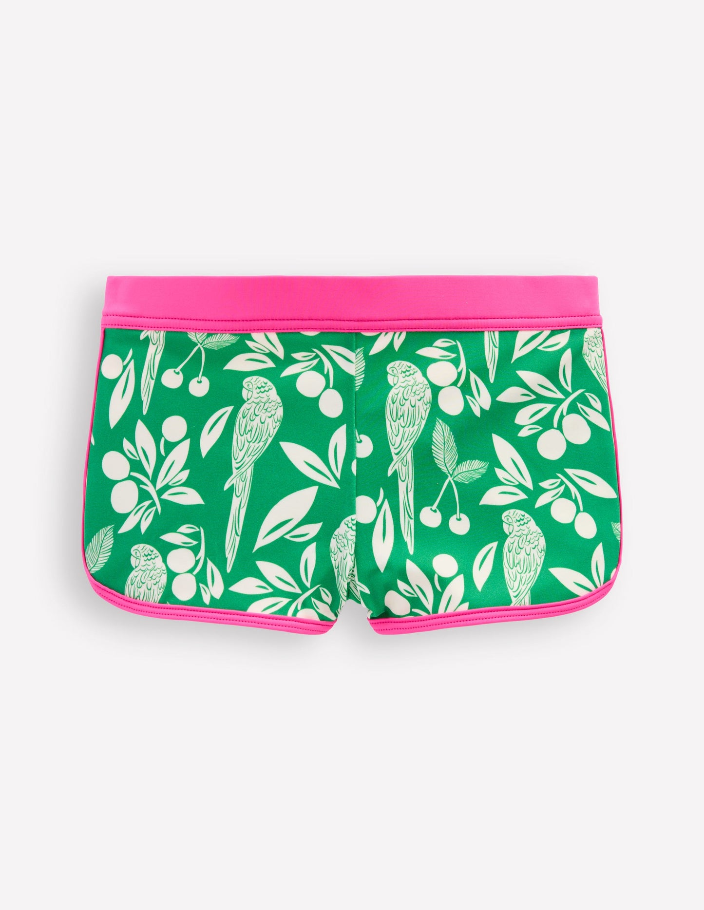 Patterned Swim Shorts-Rich Emerald Parrot Palm