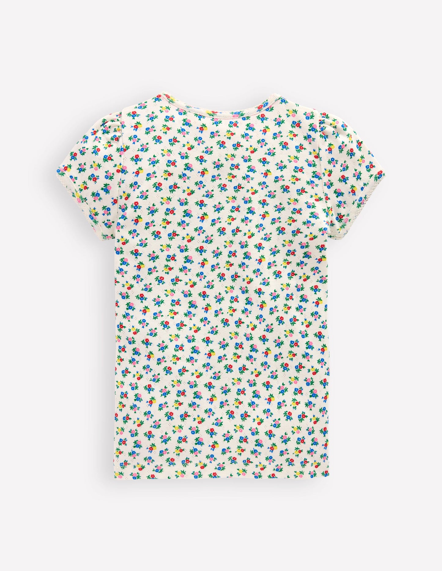 Short Sleeve Pointelle Top-Soft Ivory Ditsy Floral