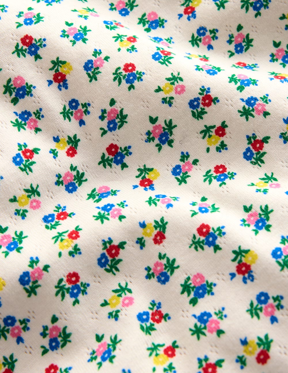 Short Sleeve Pointelle Top-Soft Ivory Ditsy Floral