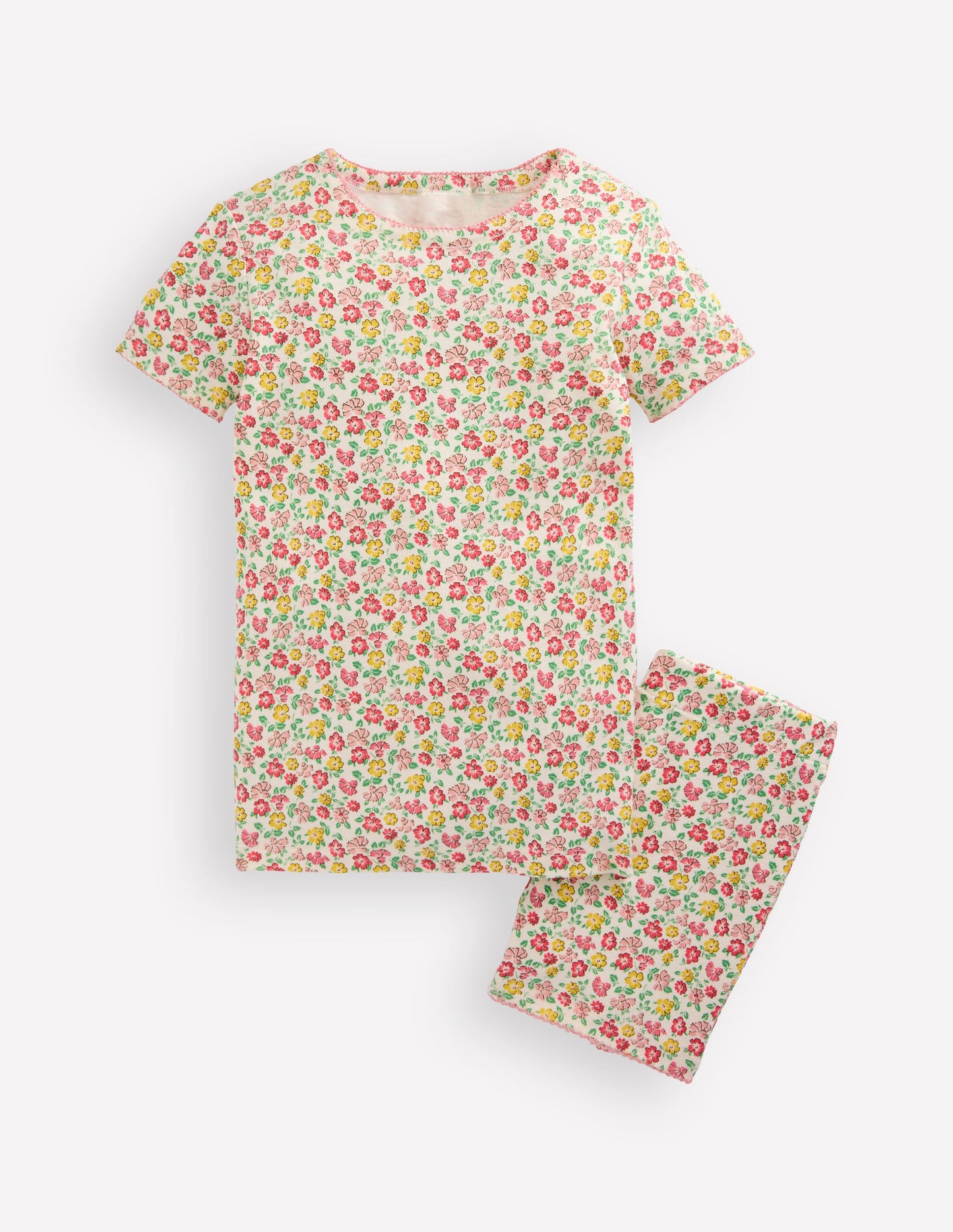 Snug Short John Pyjamas-Multi Summer Flowerbed