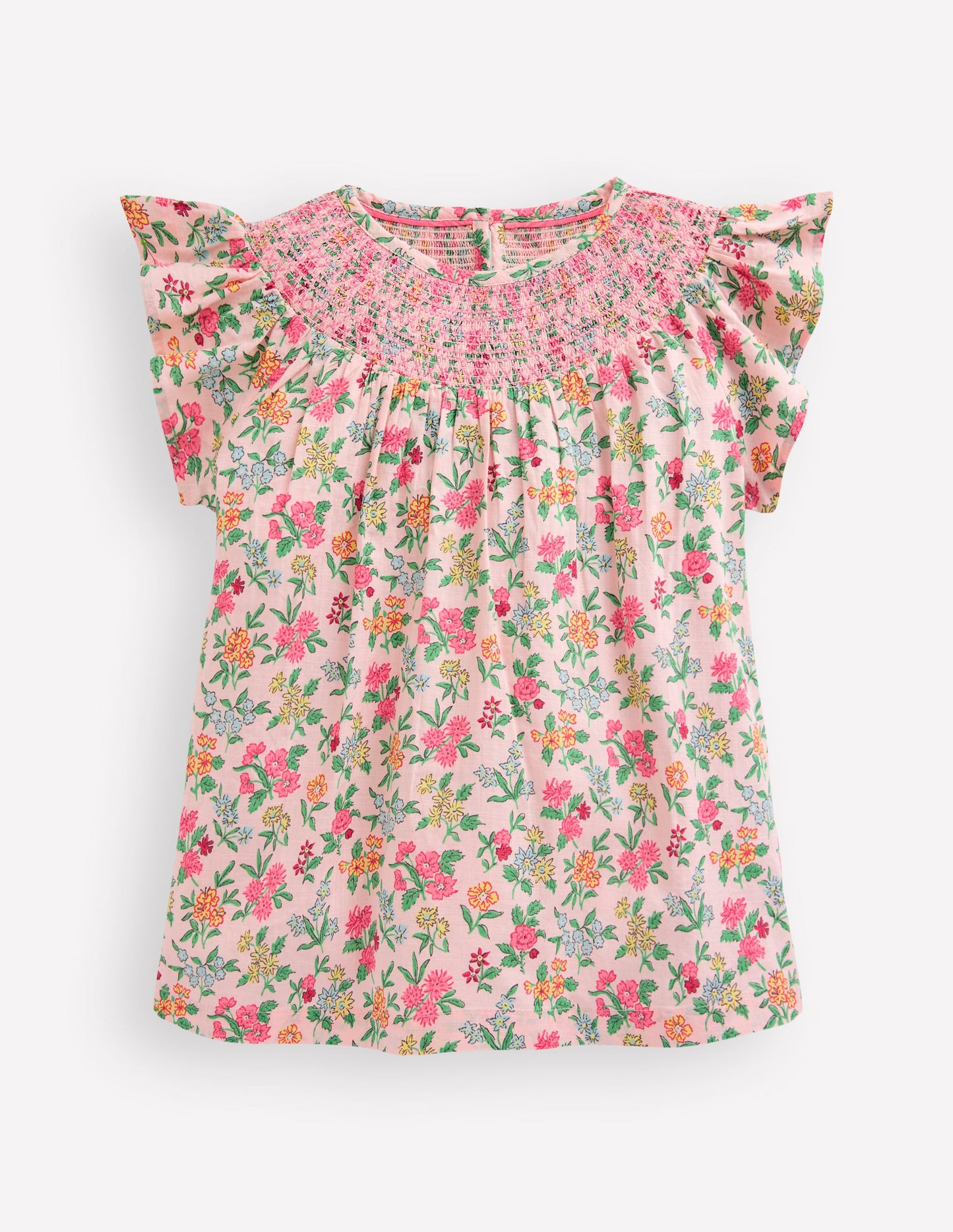 Woven Smocked Top-Chalk Pink Garden Ditsy