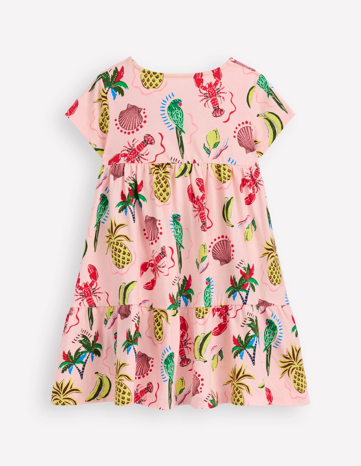 Ariel Twirly Jersey Dress-Chalk Pink Tropical Print