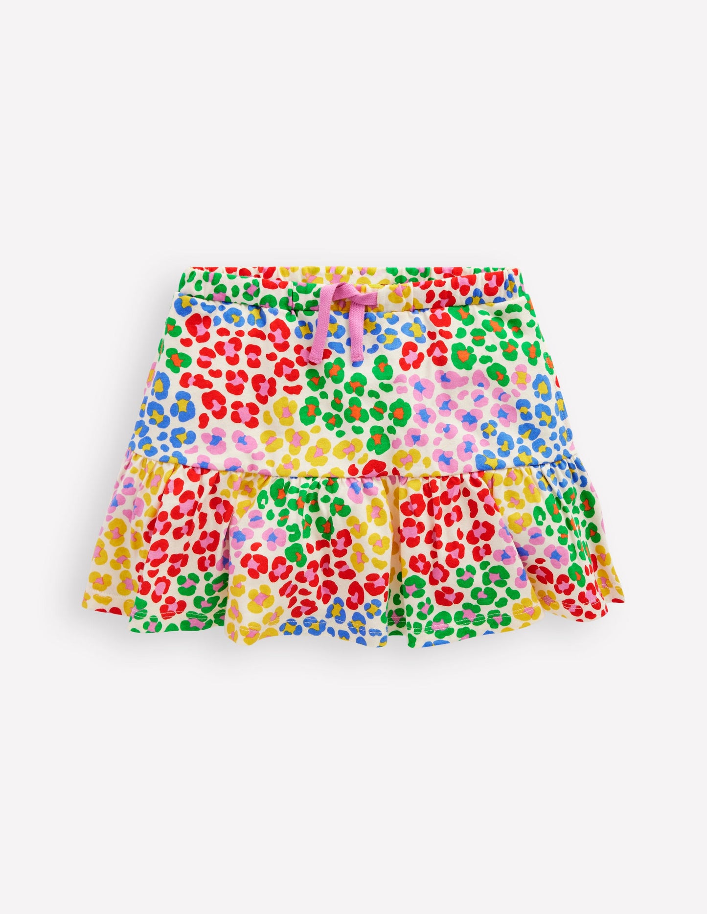 Tiered Jersey Skort-Multi Rainbow Leopard