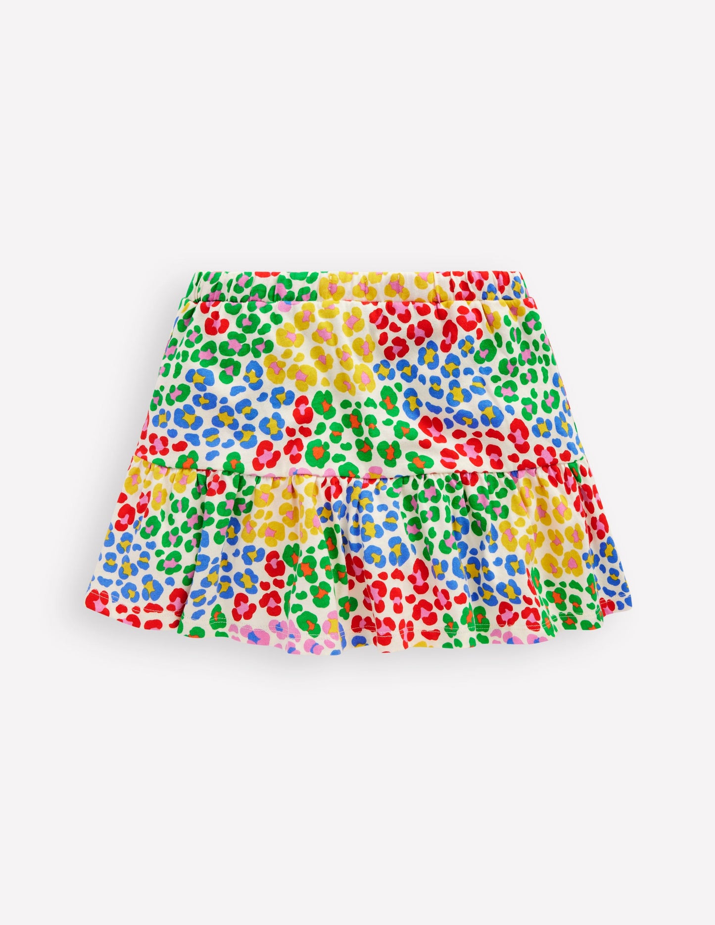 Tiered Jersey Skort-Multi Rainbow Leopard