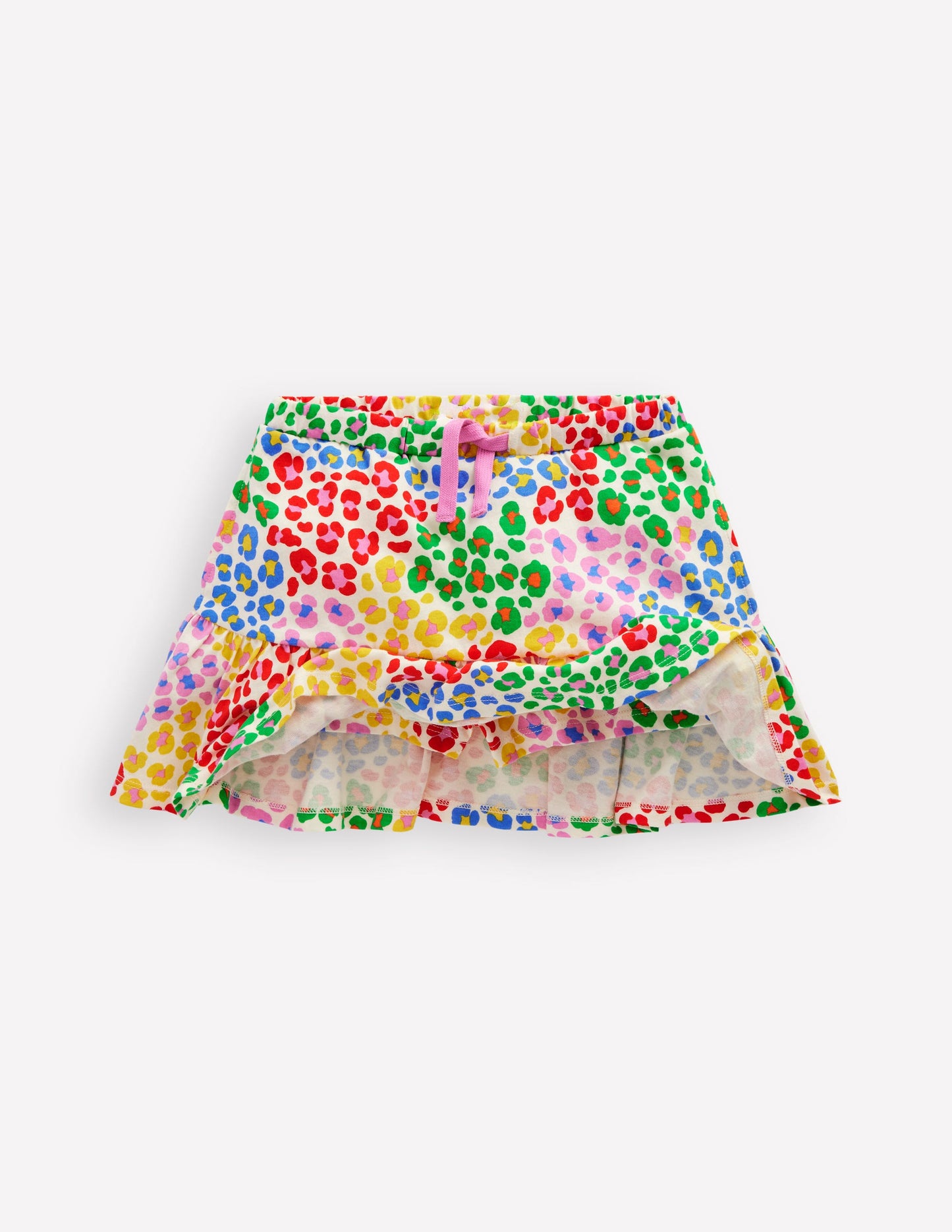 Tiered Jersey Skort-Multi Rainbow Leopard