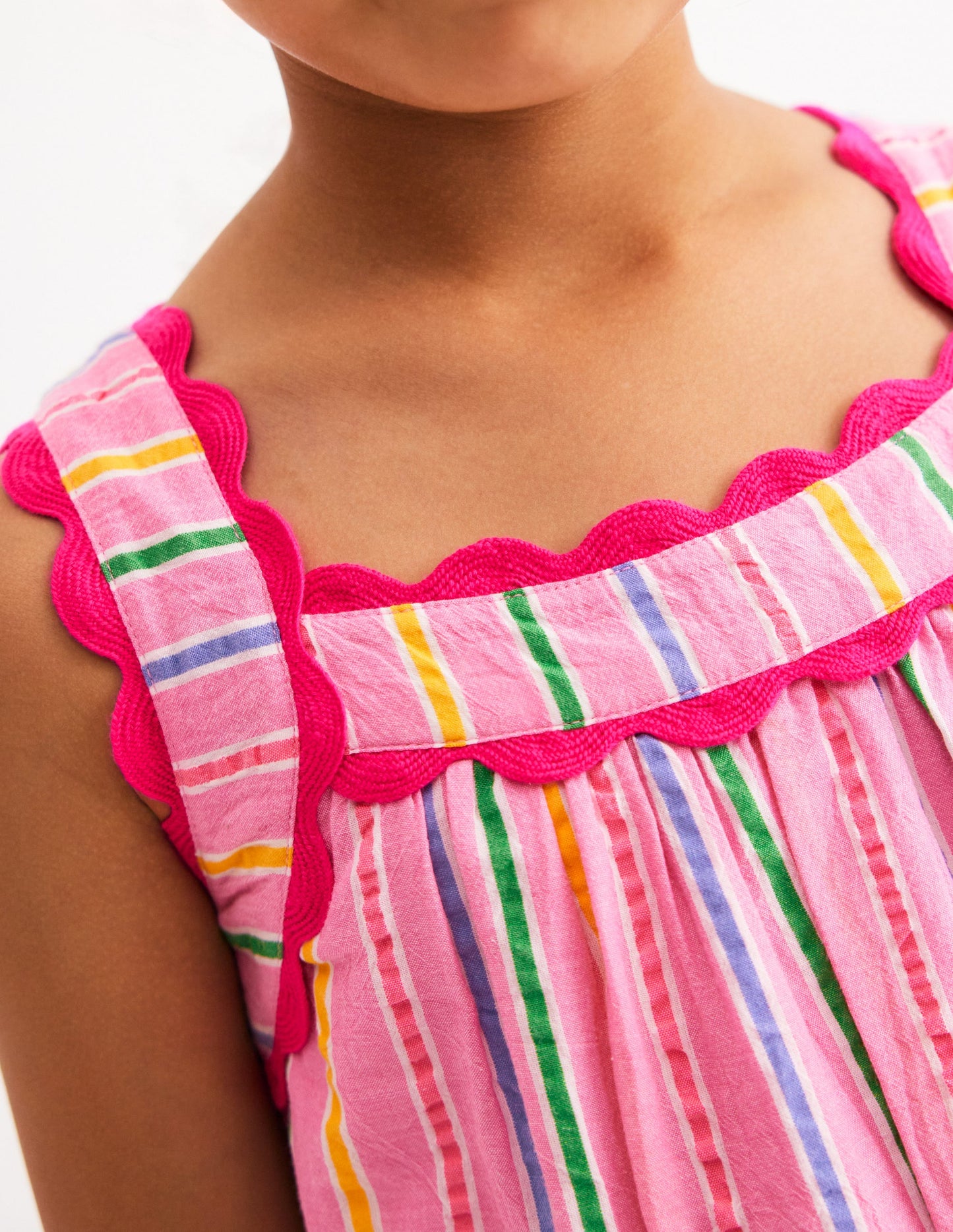 Maribel Strappy Swing Sundress-Pink Multi Stripe