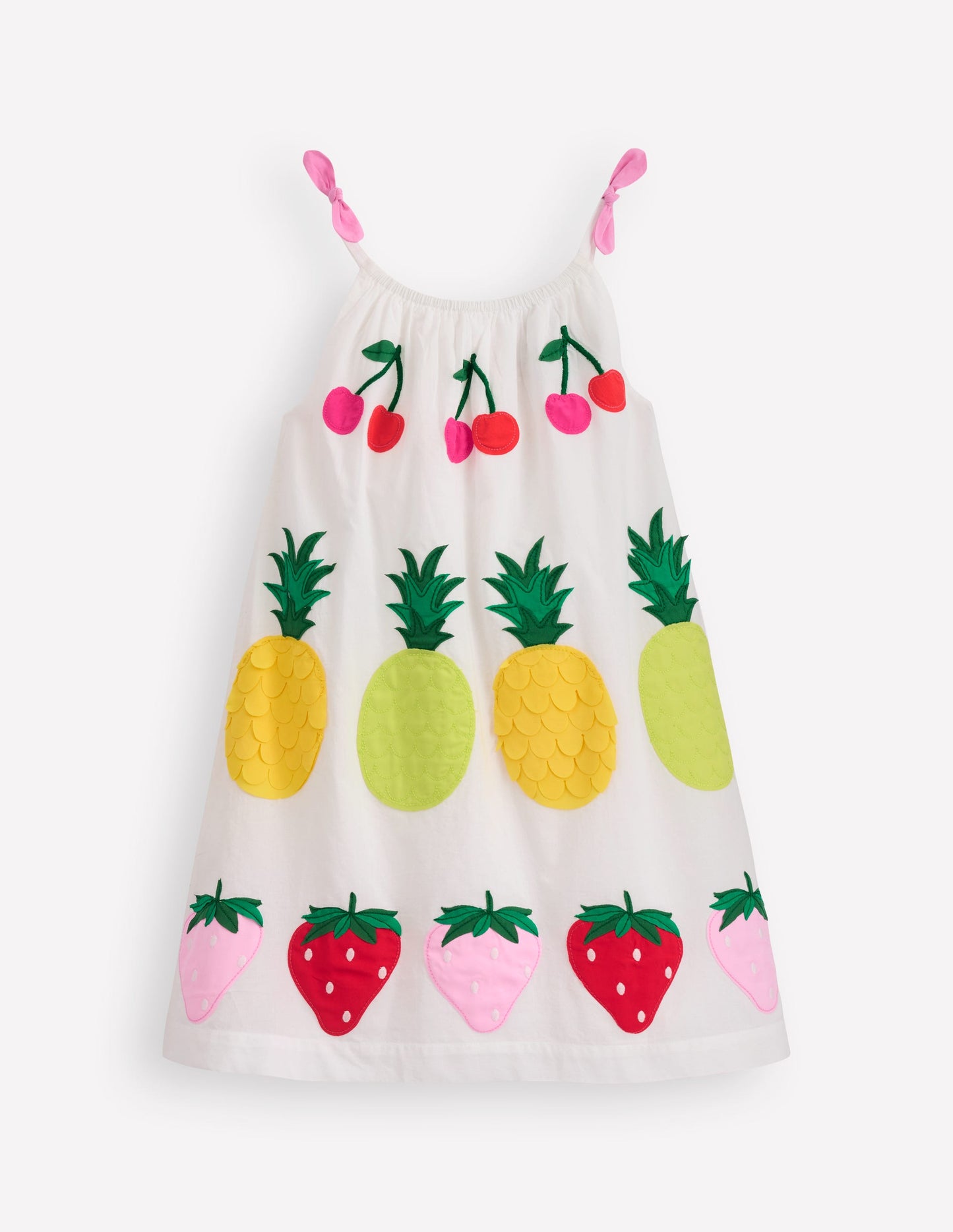 Strappy Appliqué Dress-Soft Ivory Fruit