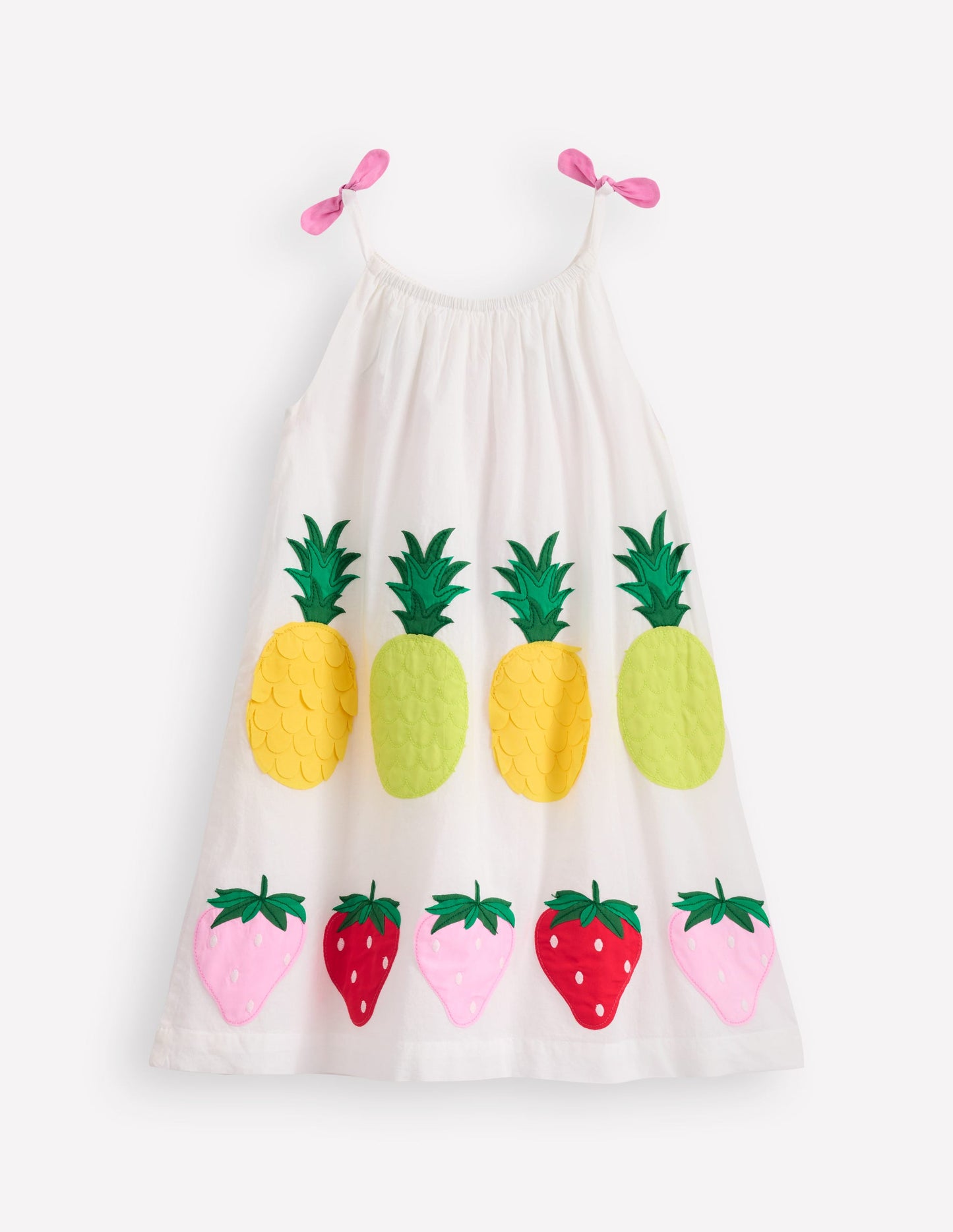 Strappy Appliqué Dress-Soft Ivory Fruit
