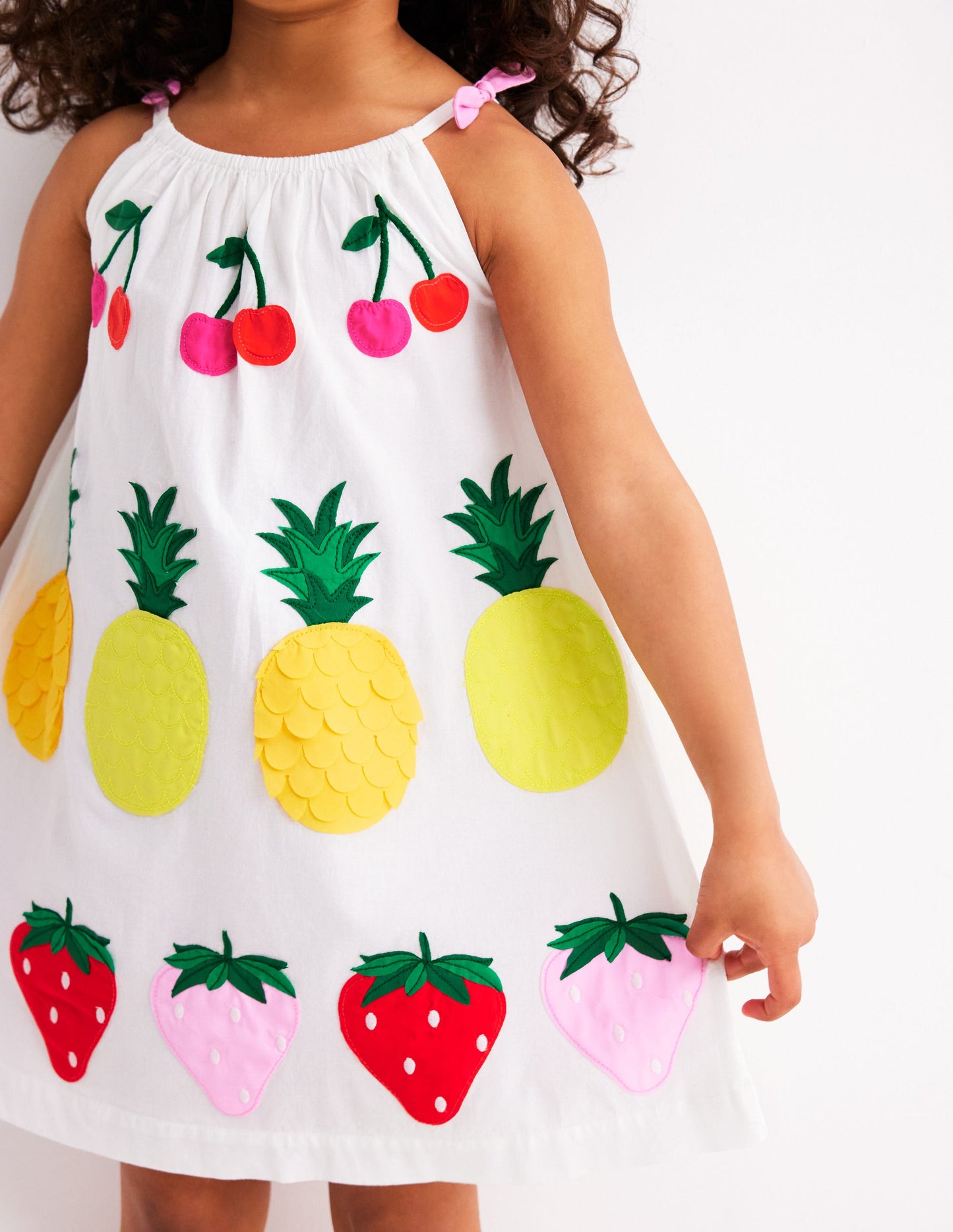 Strappy Appliqué Dress-Soft Ivory Fruit