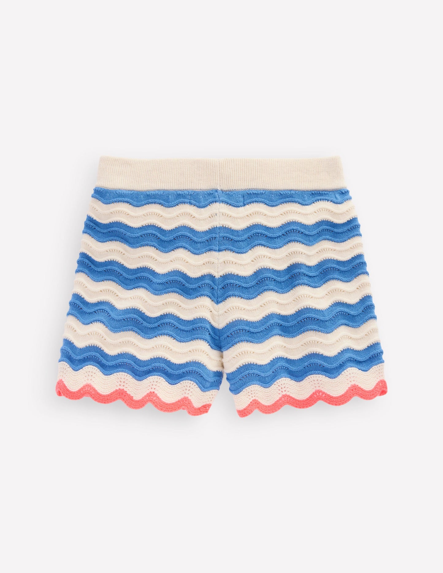Crochet Knitted Shorts-Blue/ivory Stripe