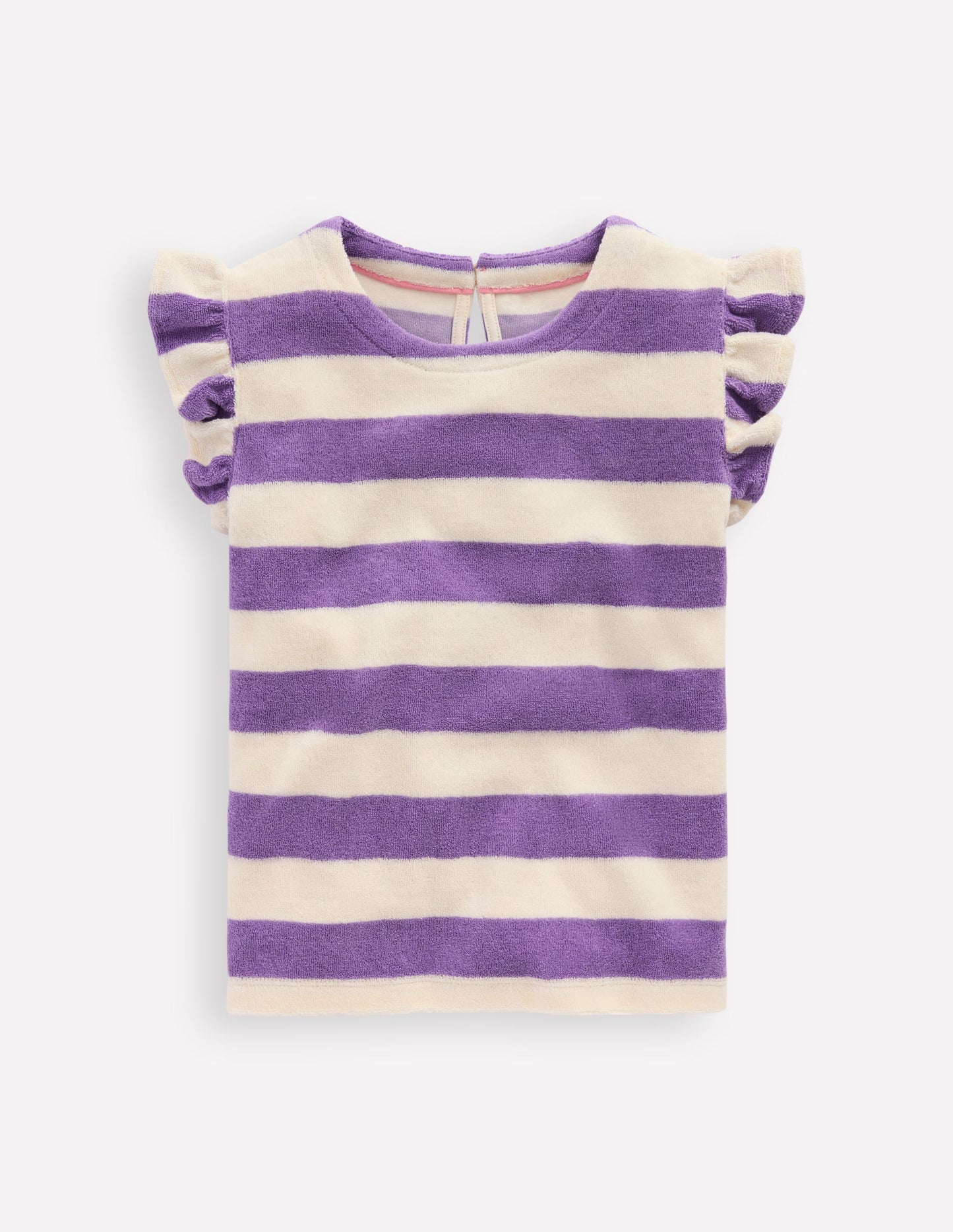 Relaxed Towelling Top-Soft Ivory/Aster Purple