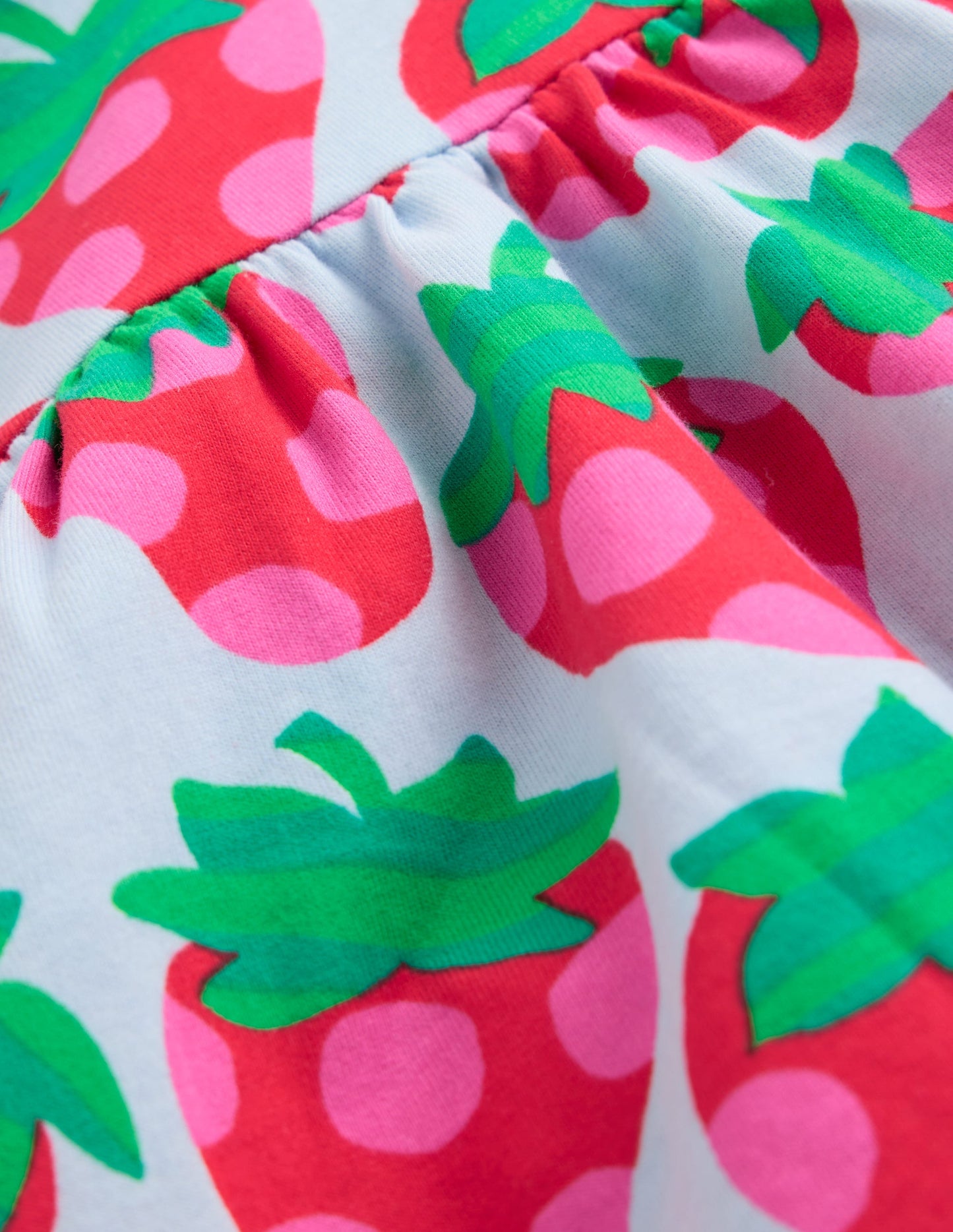 Posie Frill Sleeve Dress-Misty Blue Spotty Strawberry