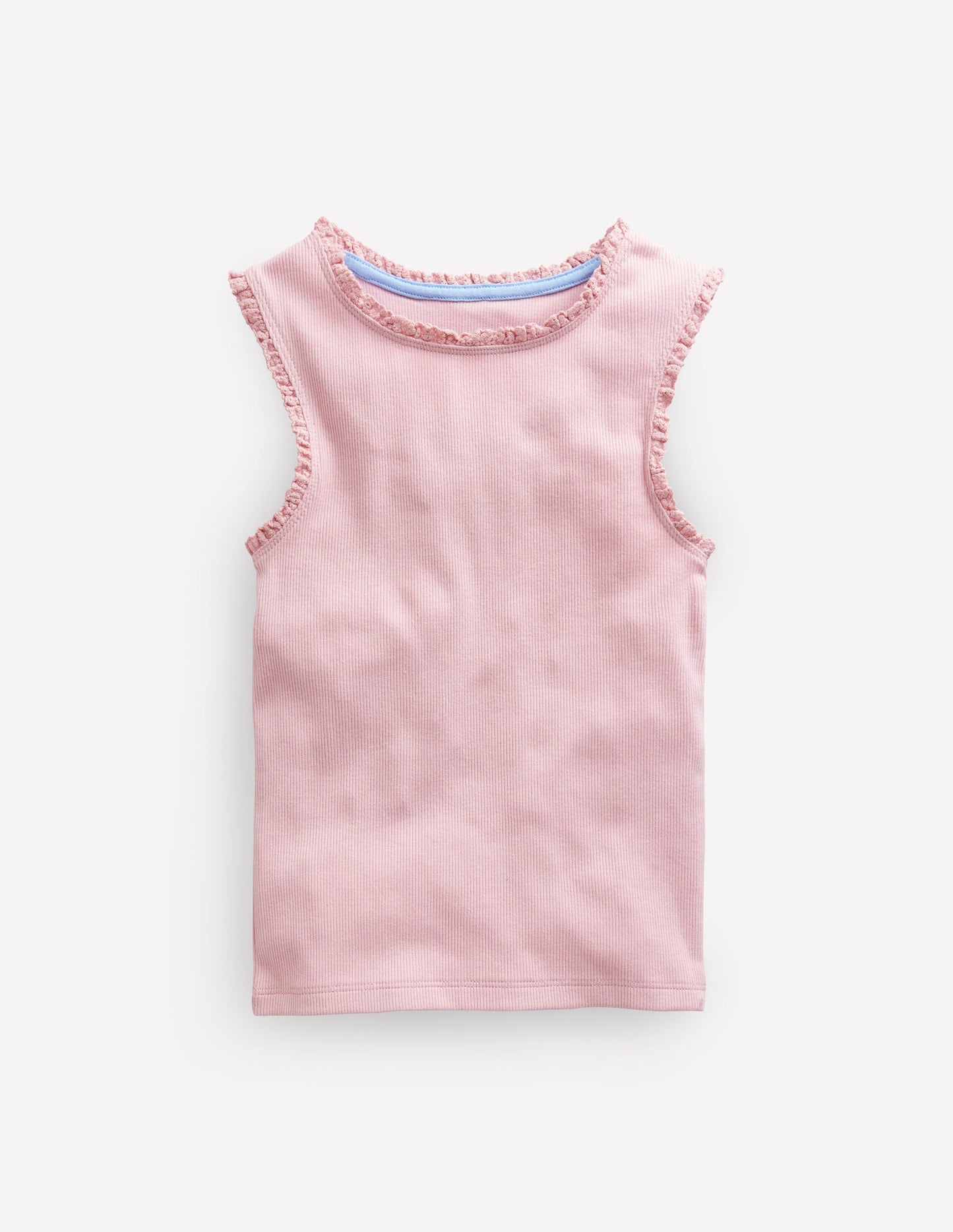 Ribbed Lace Trim Vest-French Pink