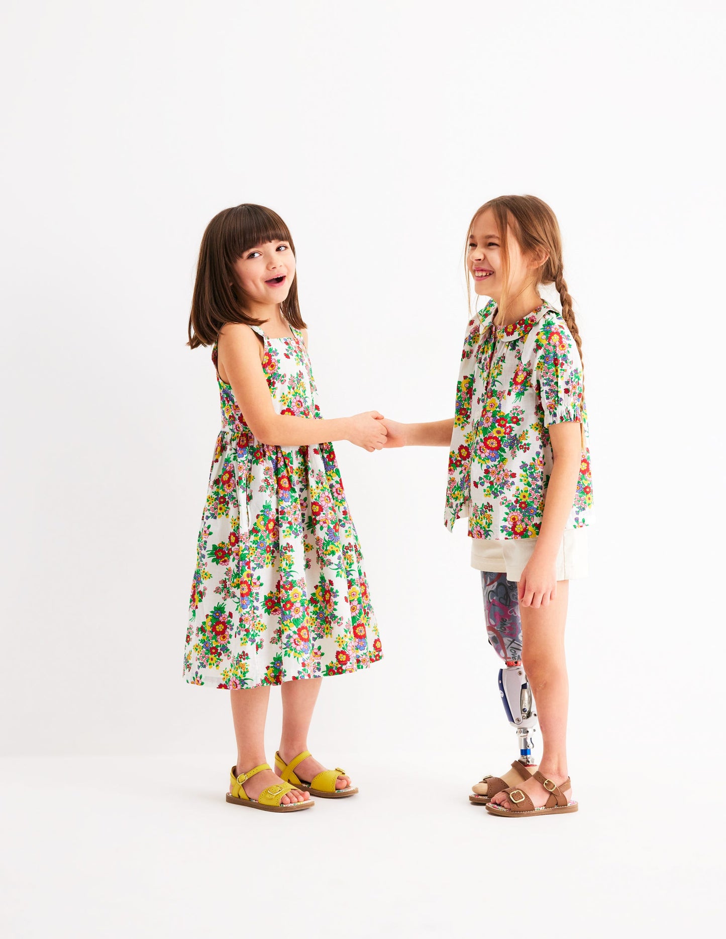 Woven Collared Top-Multi Flower Bunch