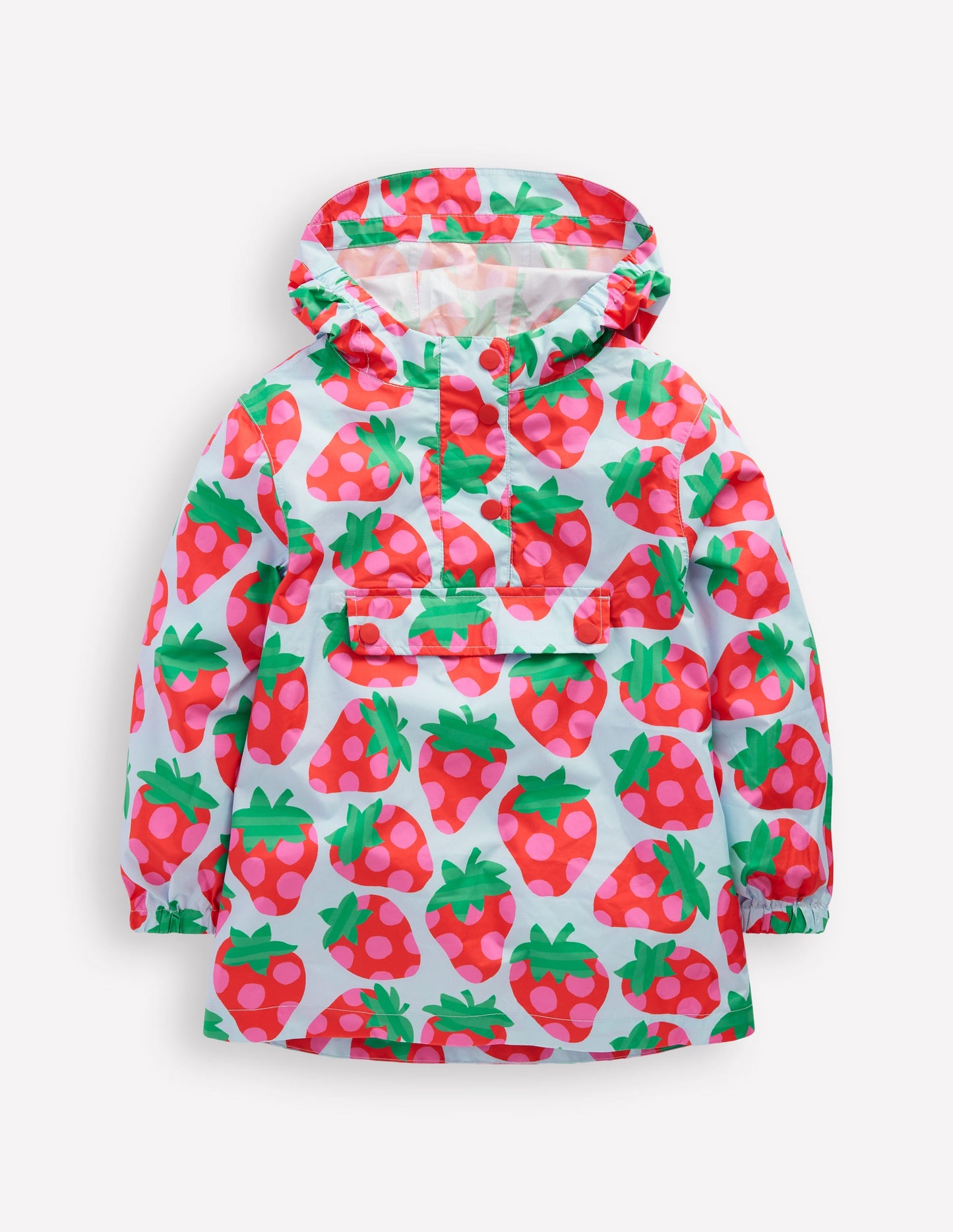 Waterproof Pack-away Jacket-Misty Blue Strawberry