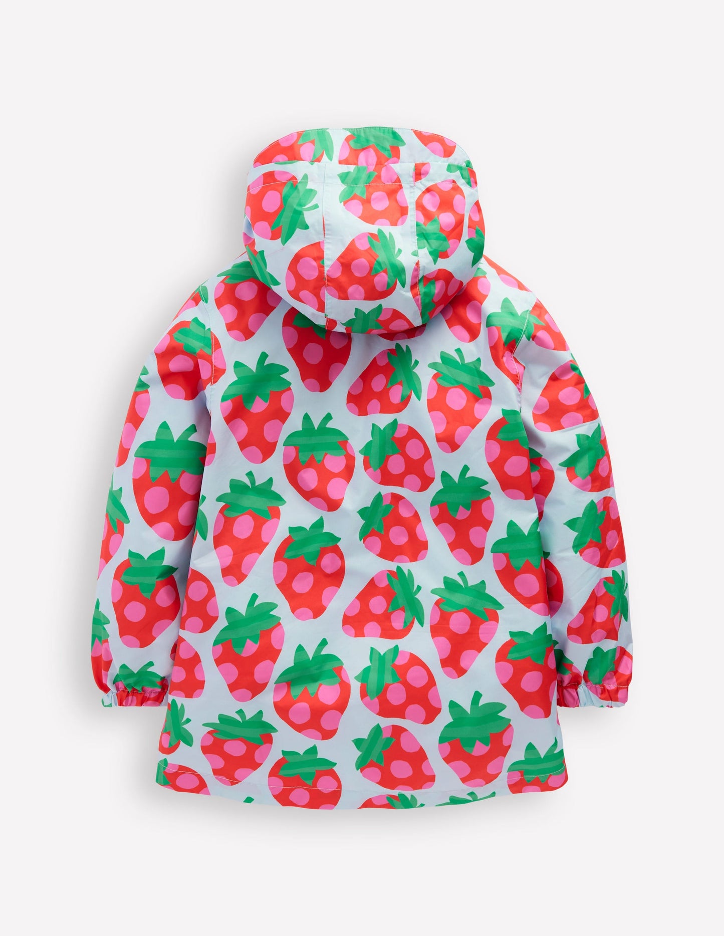 Waterproof Pack-away Jacket-Misty Blue Strawberry