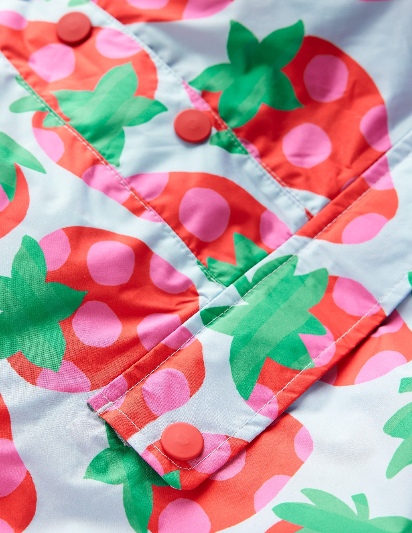 Waterproof Pack-away Jacket-Misty Blue Strawberry