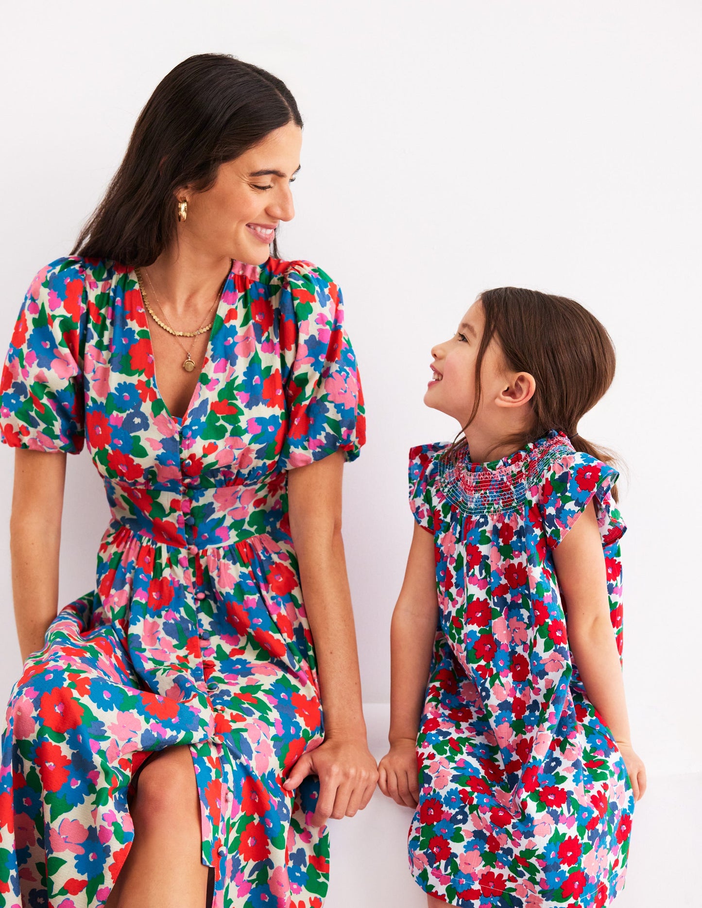 Holiday Smocked Dress-Multi Floral