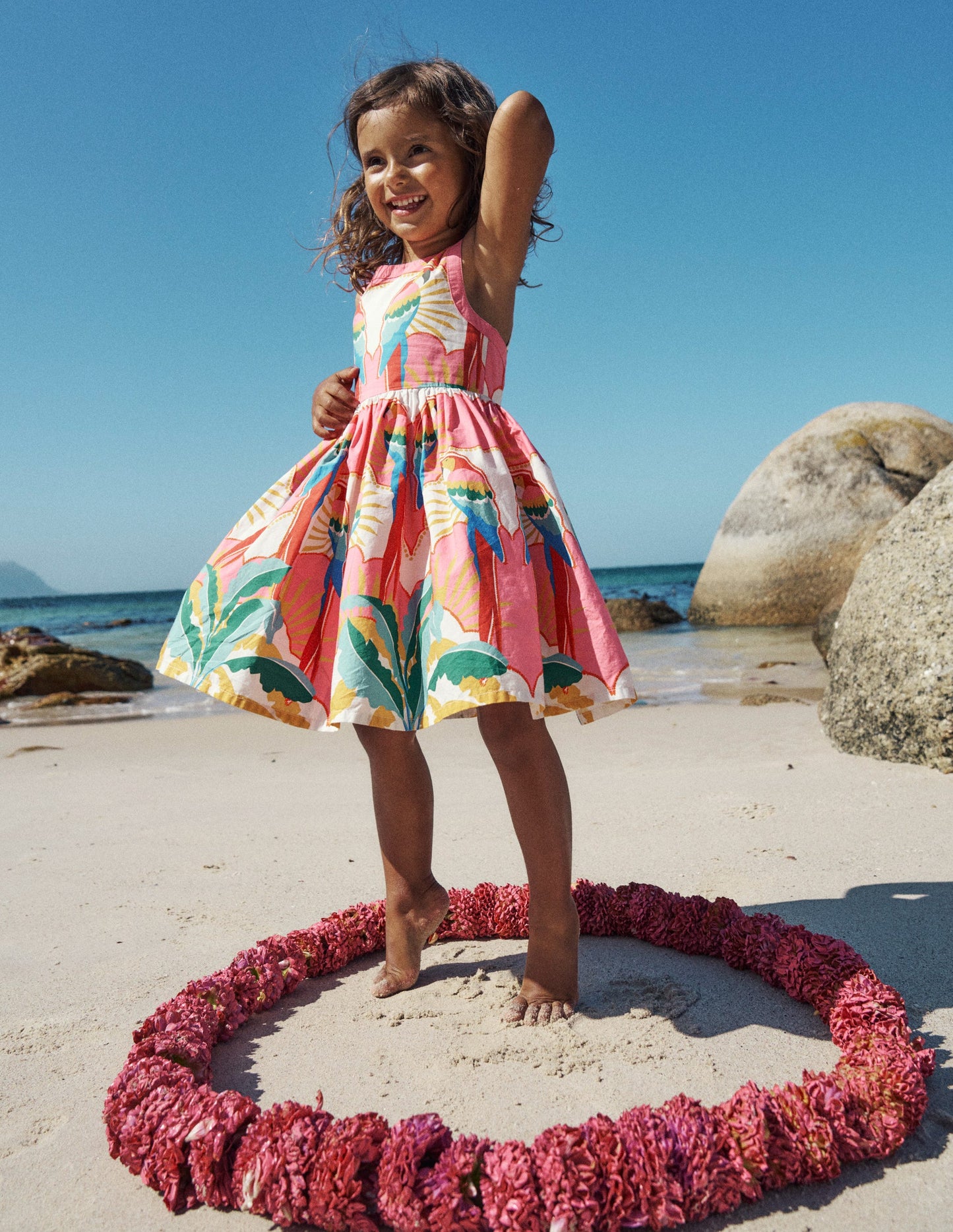 Harlow Back Detail Dress-Multi Parrot