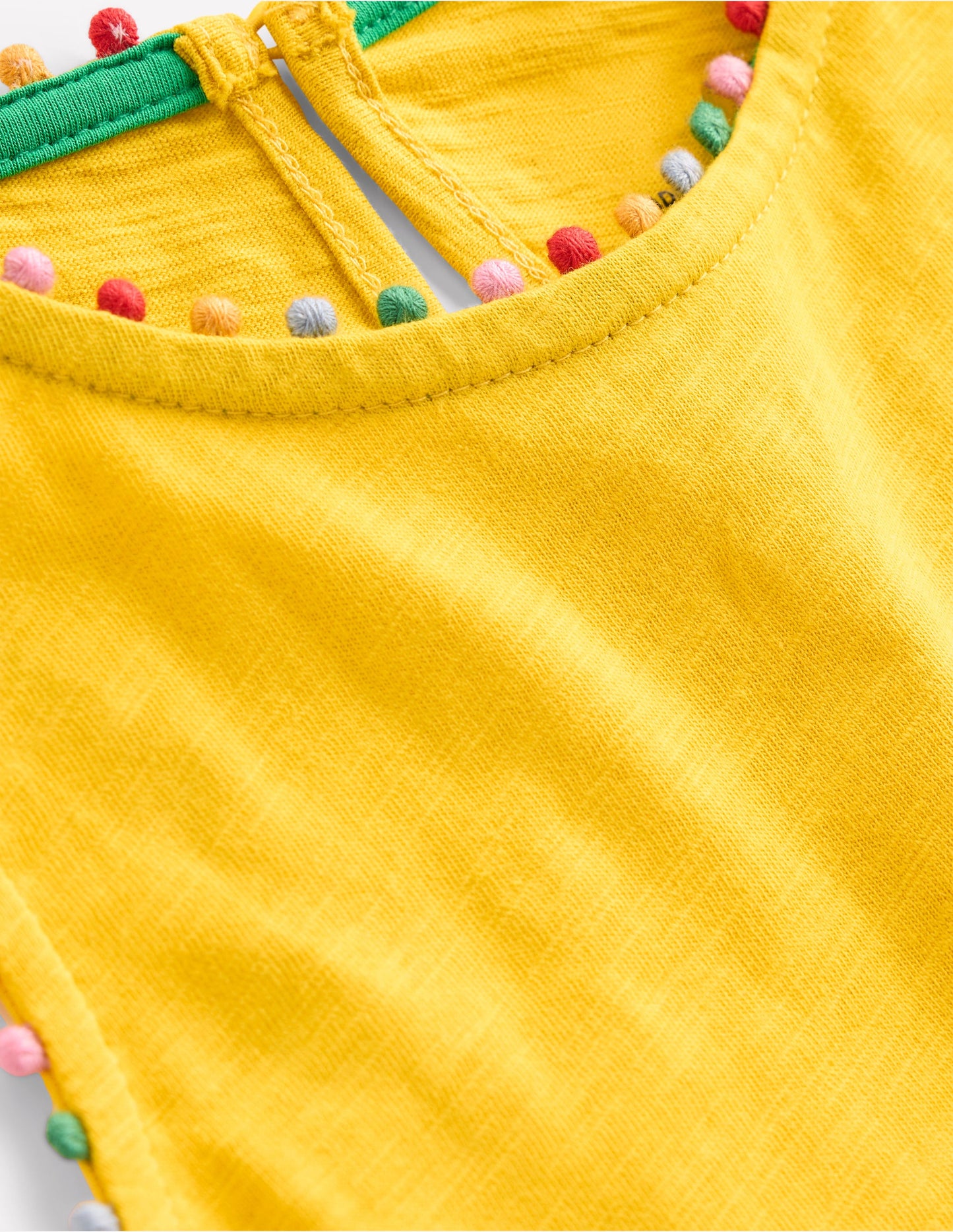 Ali Pom Trim Jersey Dress-Pineapple Yellow