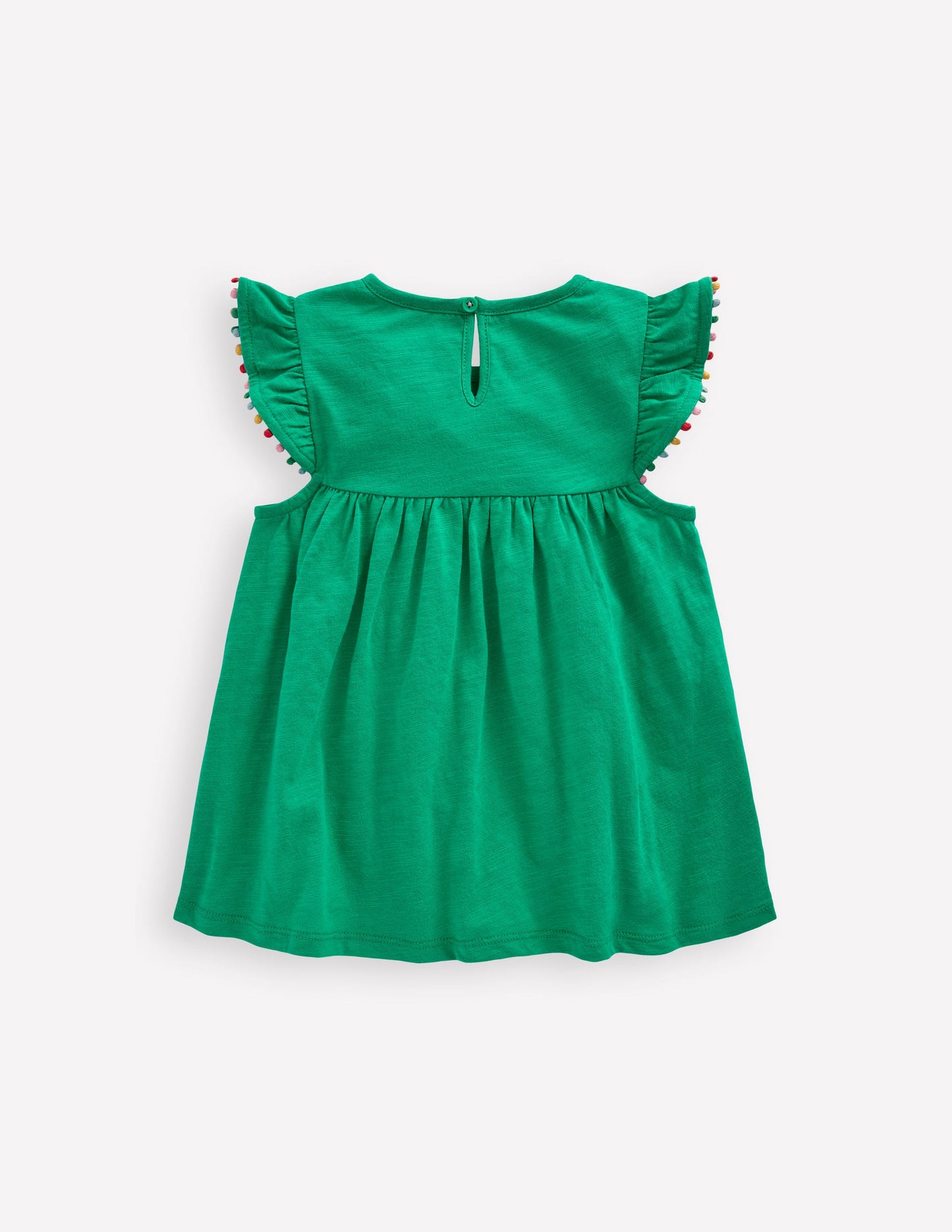 Frill Sleeve Pom Top-Bright Emerald