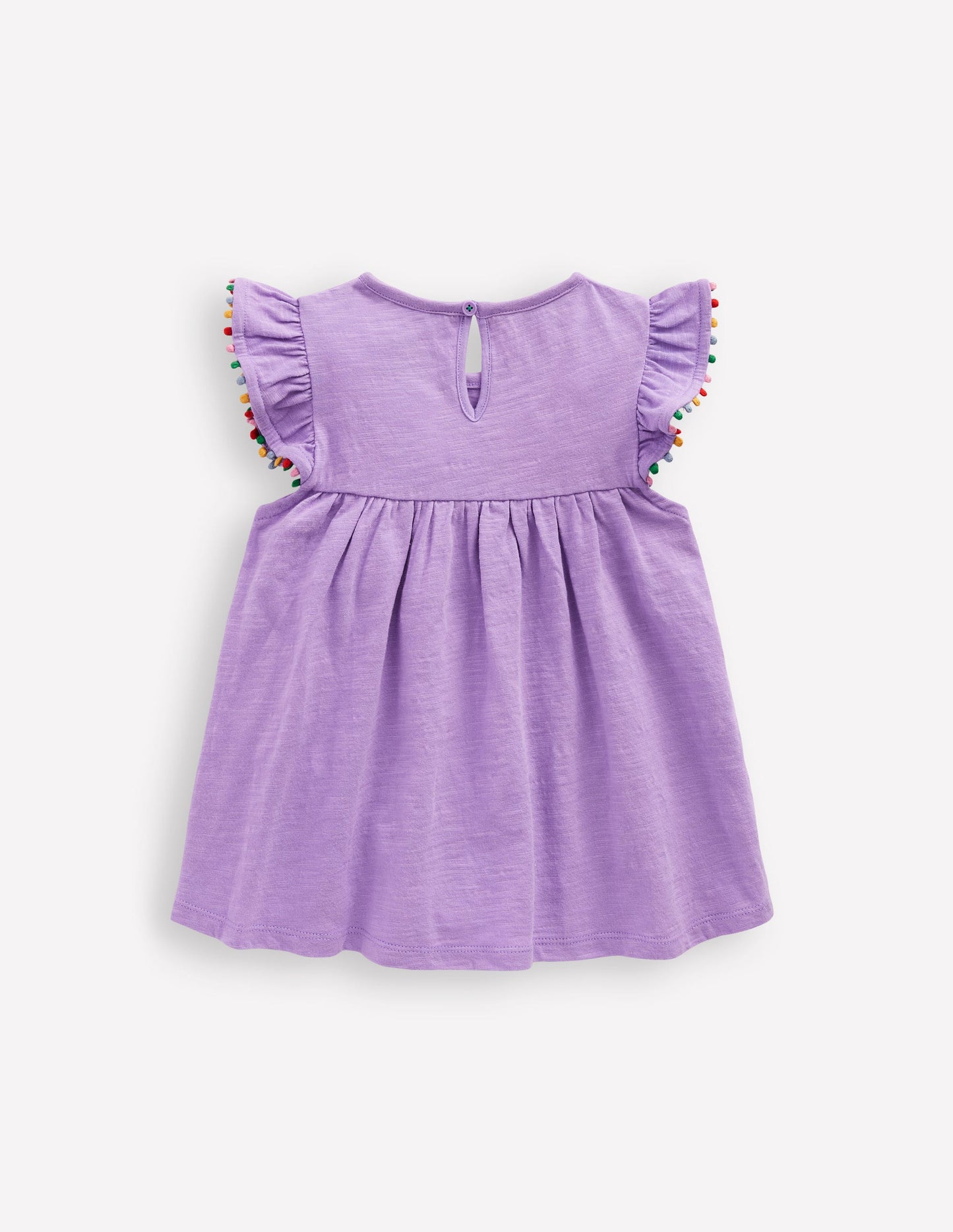 Frill Sleeve Pom Top-Parma Violet Purple