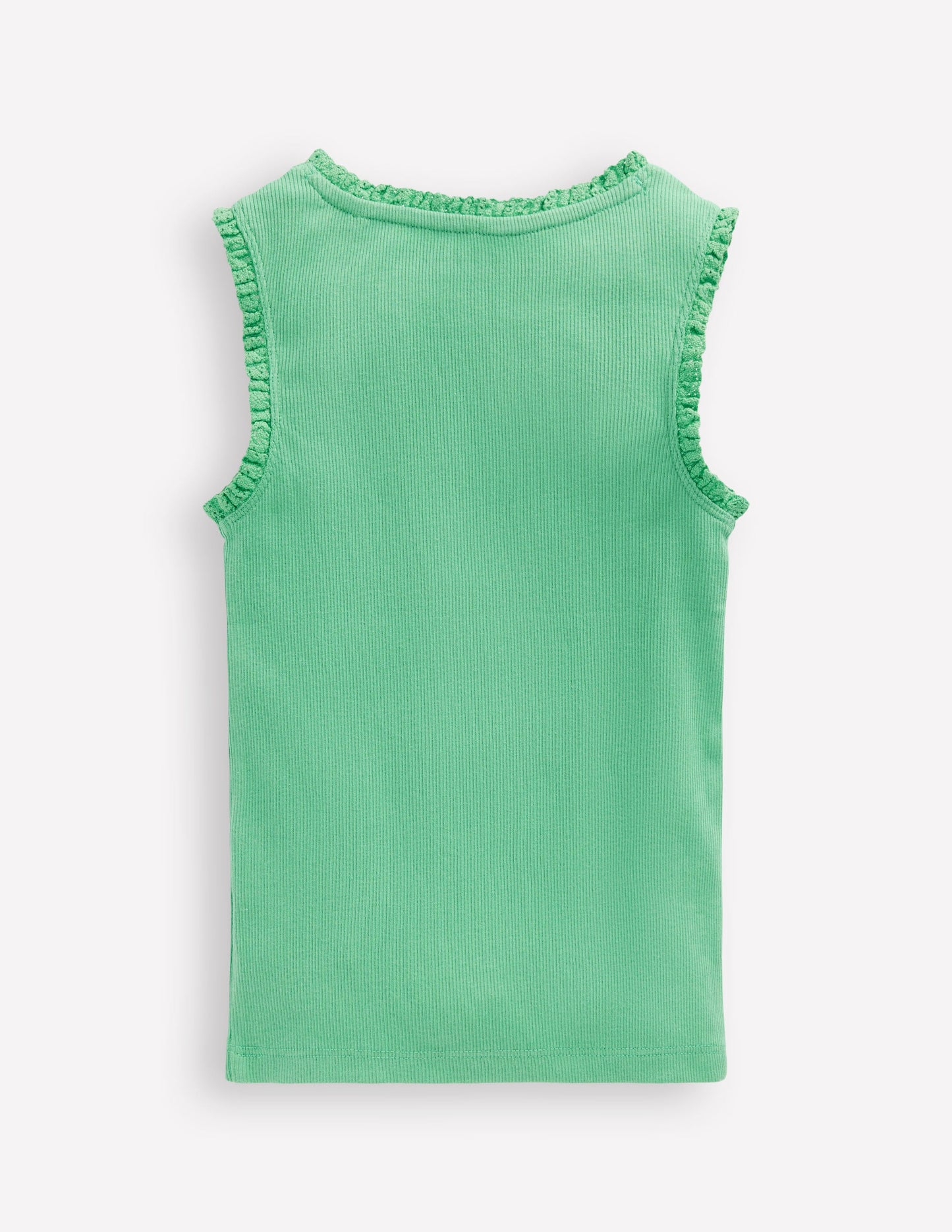 Ribbed Lace Trim Vest-Aloe Green