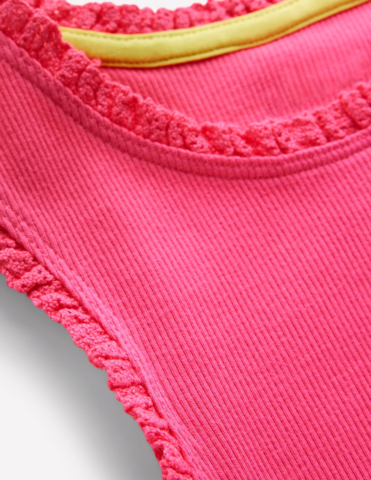 Ribbed Lace Trim Vest-Flamingo Pink