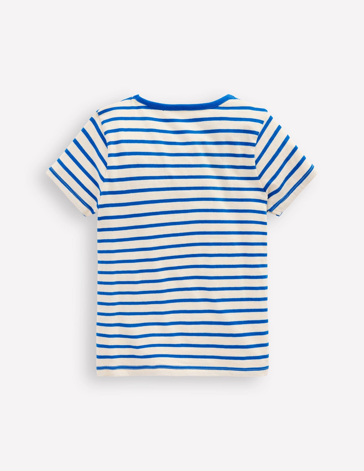 Short Sleeve Appliqué T-shirt-Peacock Plume Blue/Soft Ivory