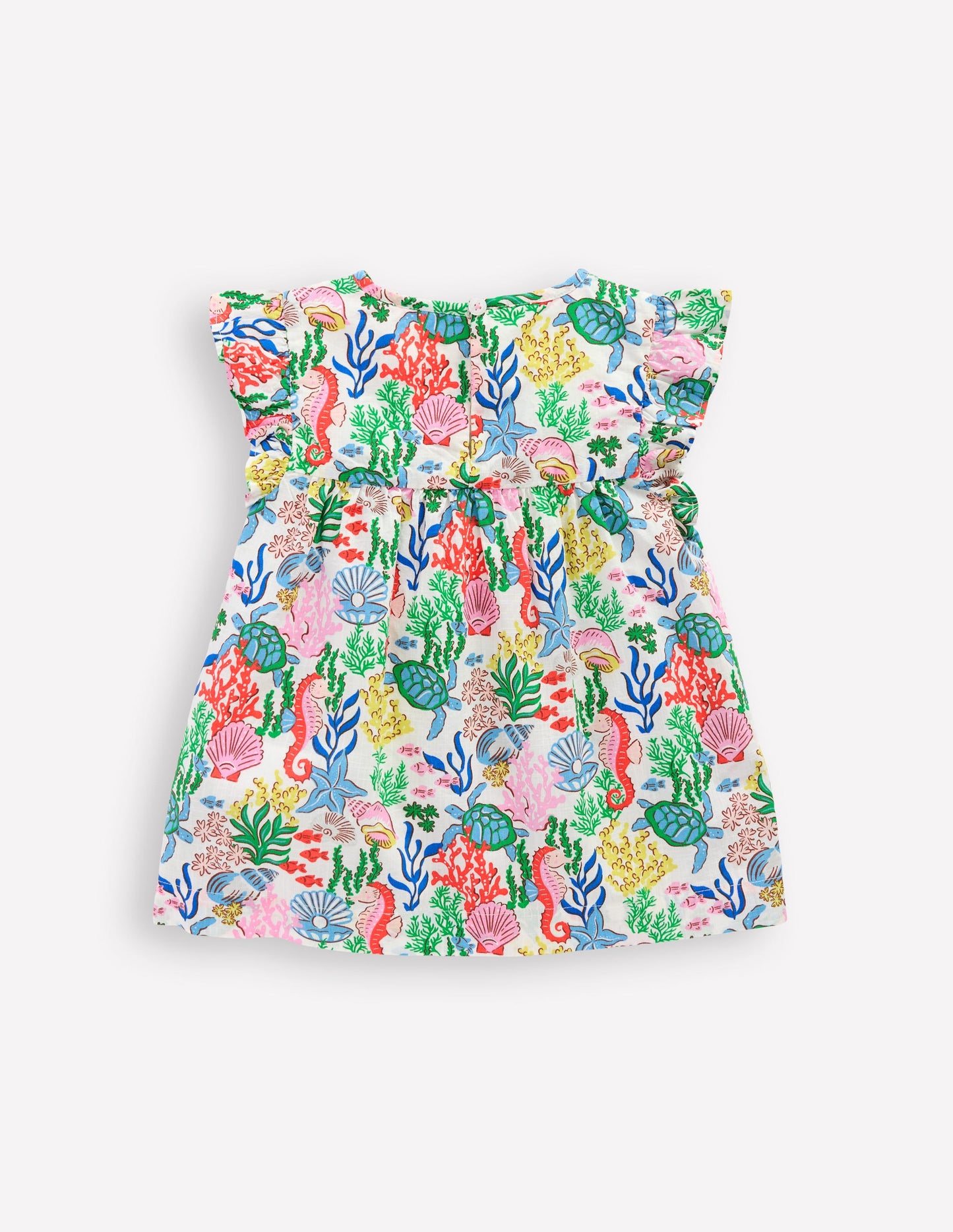 Frill Sleeve Woven Top-Multi Coral Cove