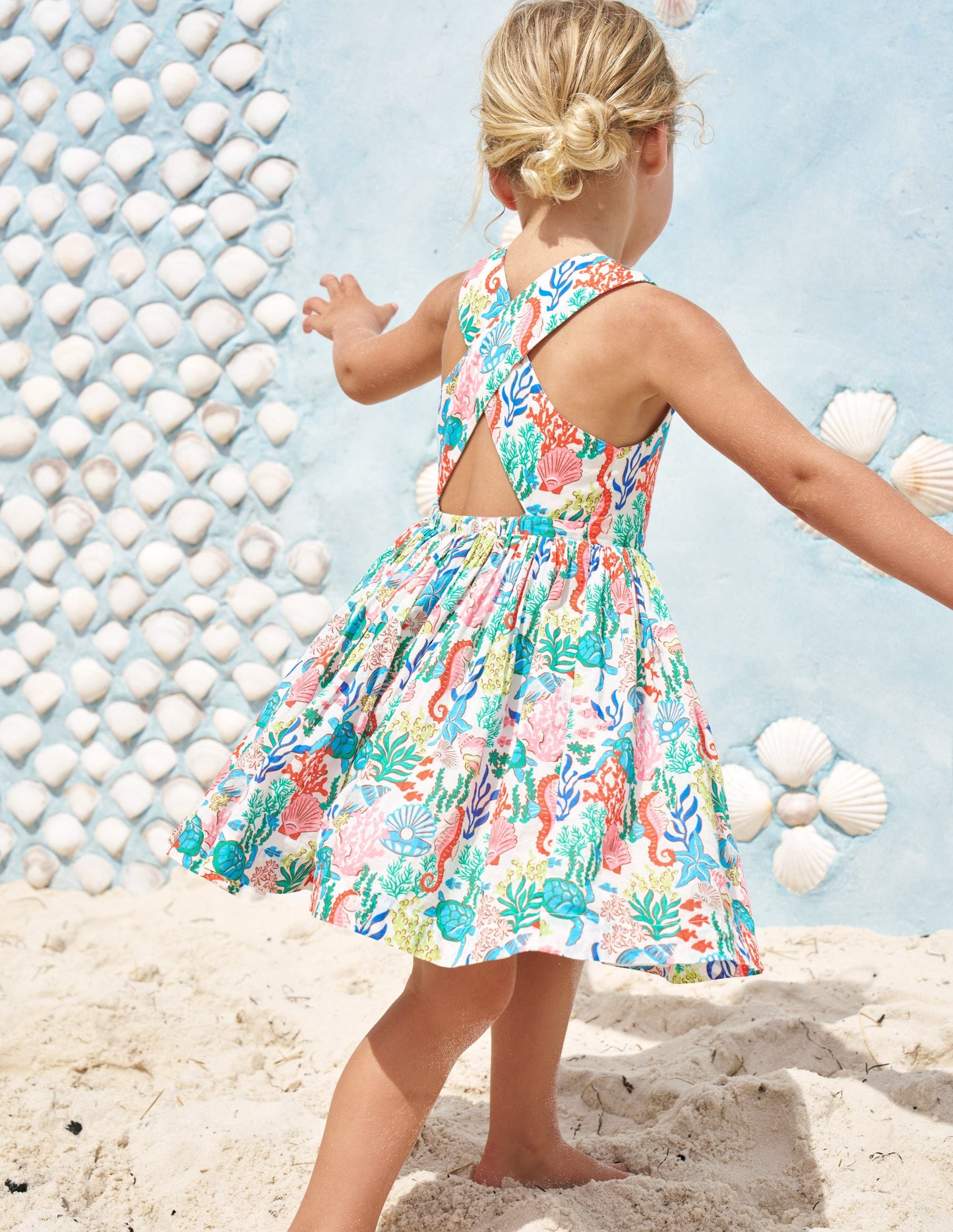 Harper Cross-Back Dress-Multi Coral Cove