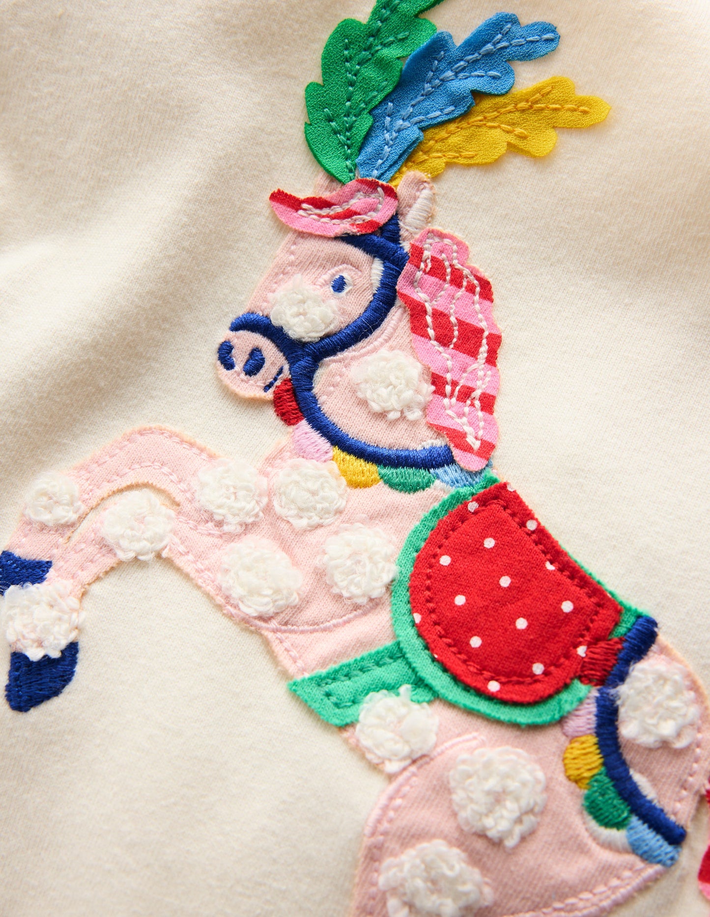 Puff Sleeve Applique Top-Soft Ivory Horse